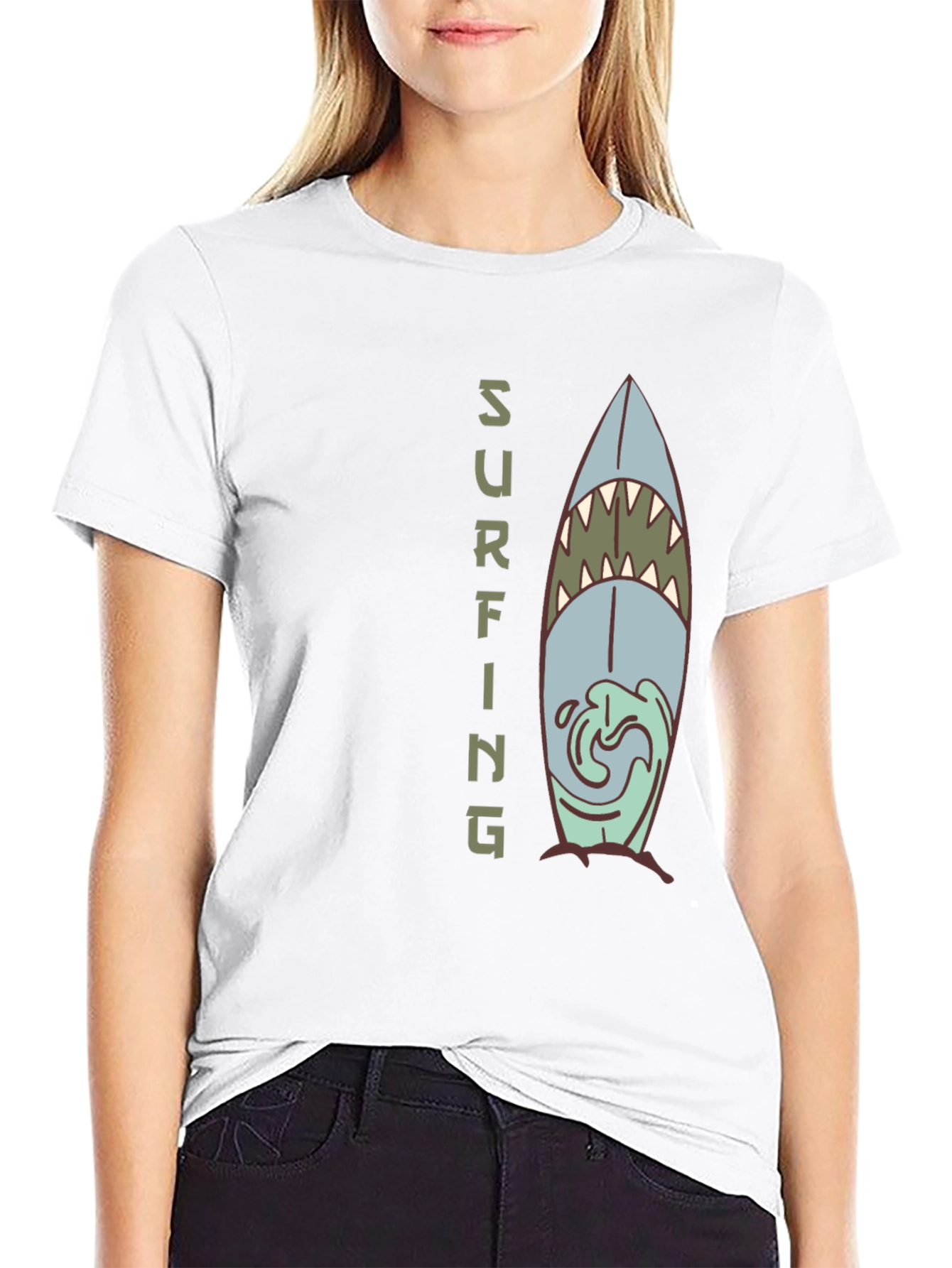 Shark Surfboard Graphic Tee - Cool Surfing T-Shirt