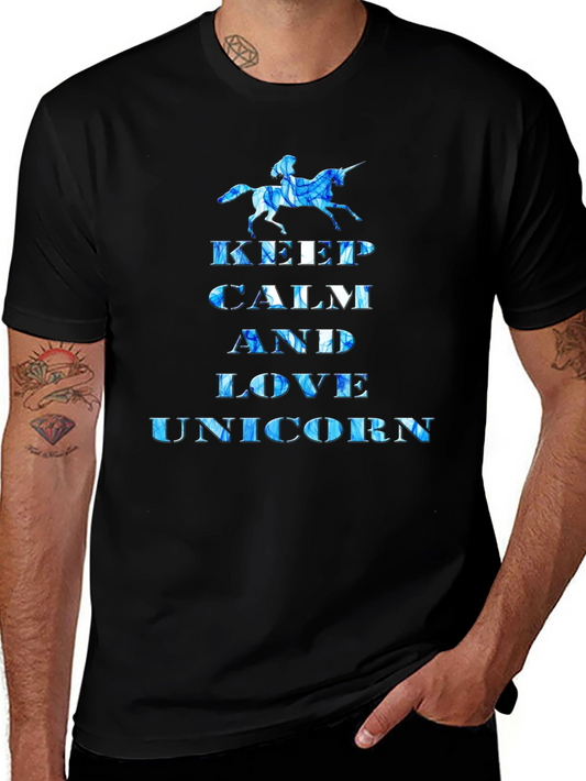 Keep Calm and Love Unicorn Black T-Shirt
