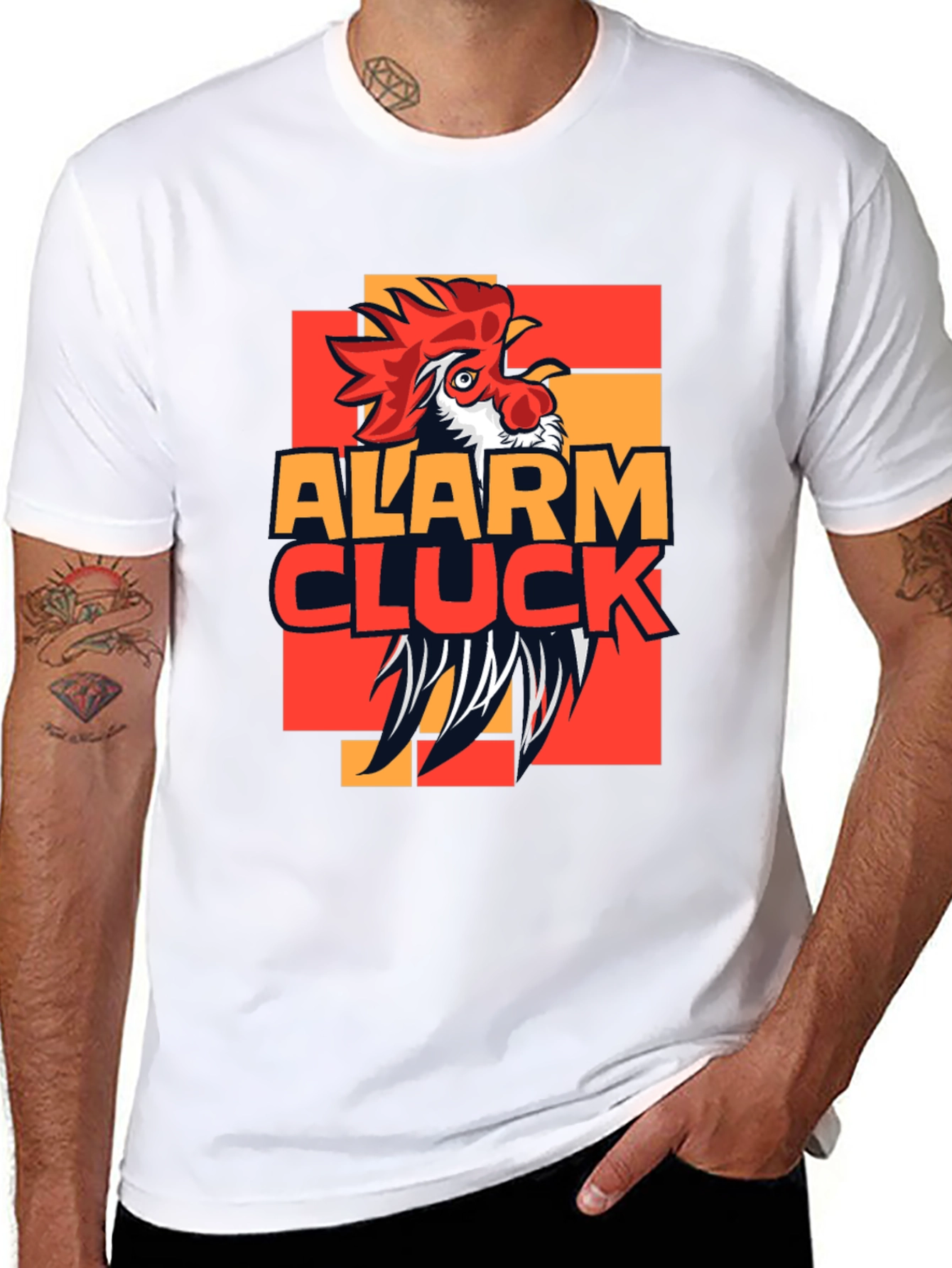 Alarm Cluck Graphic T-Shirt - Rooster Design