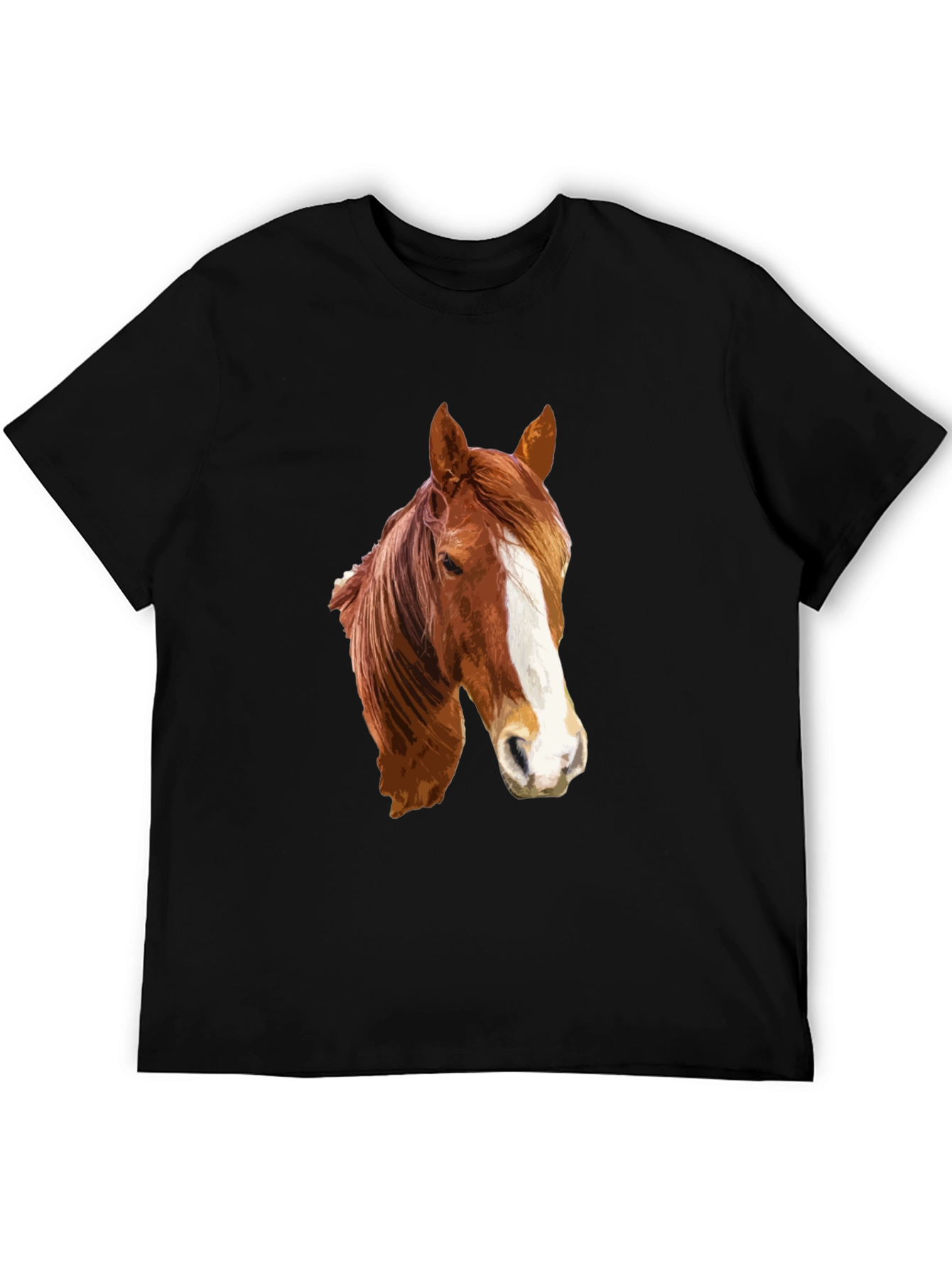 Horse Head Graphic T-Shirt - Black Cotton Tee