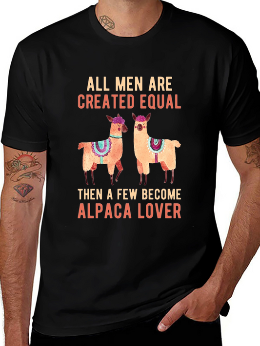 Alpaca Lover Graphic Tee - Mens Black Cotton T-Shirt