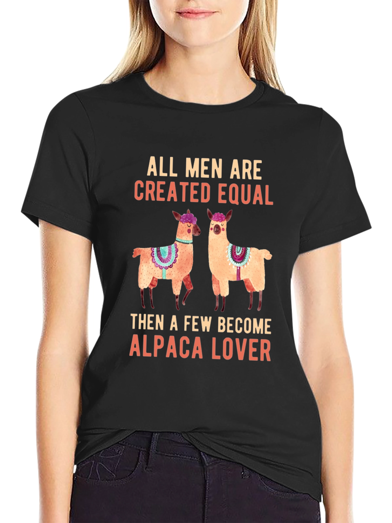 Alpaca Lover Graphic Tee - Mens Black Cotton T-Shirt