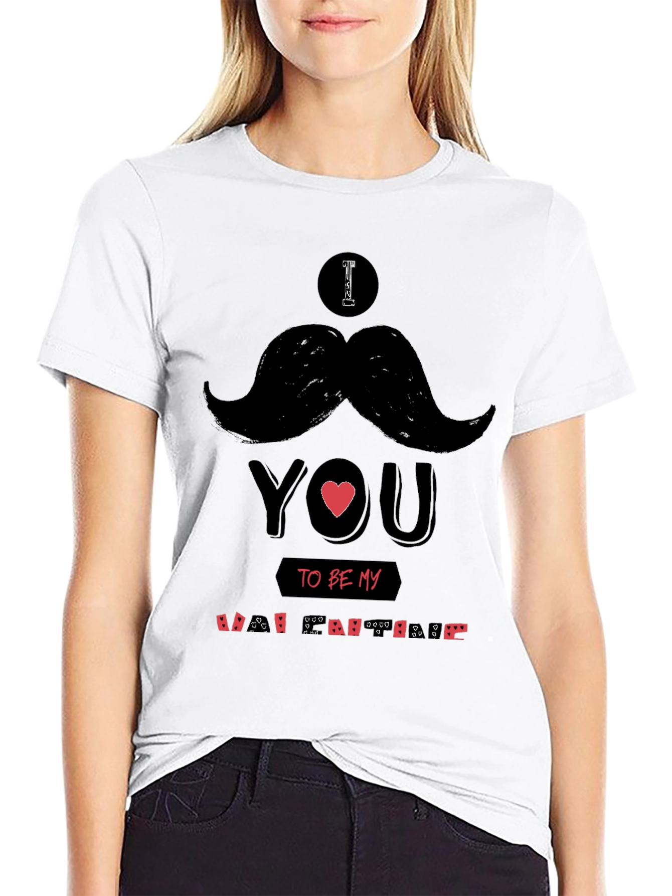 Mustache Valentines Day Black T-Shirt