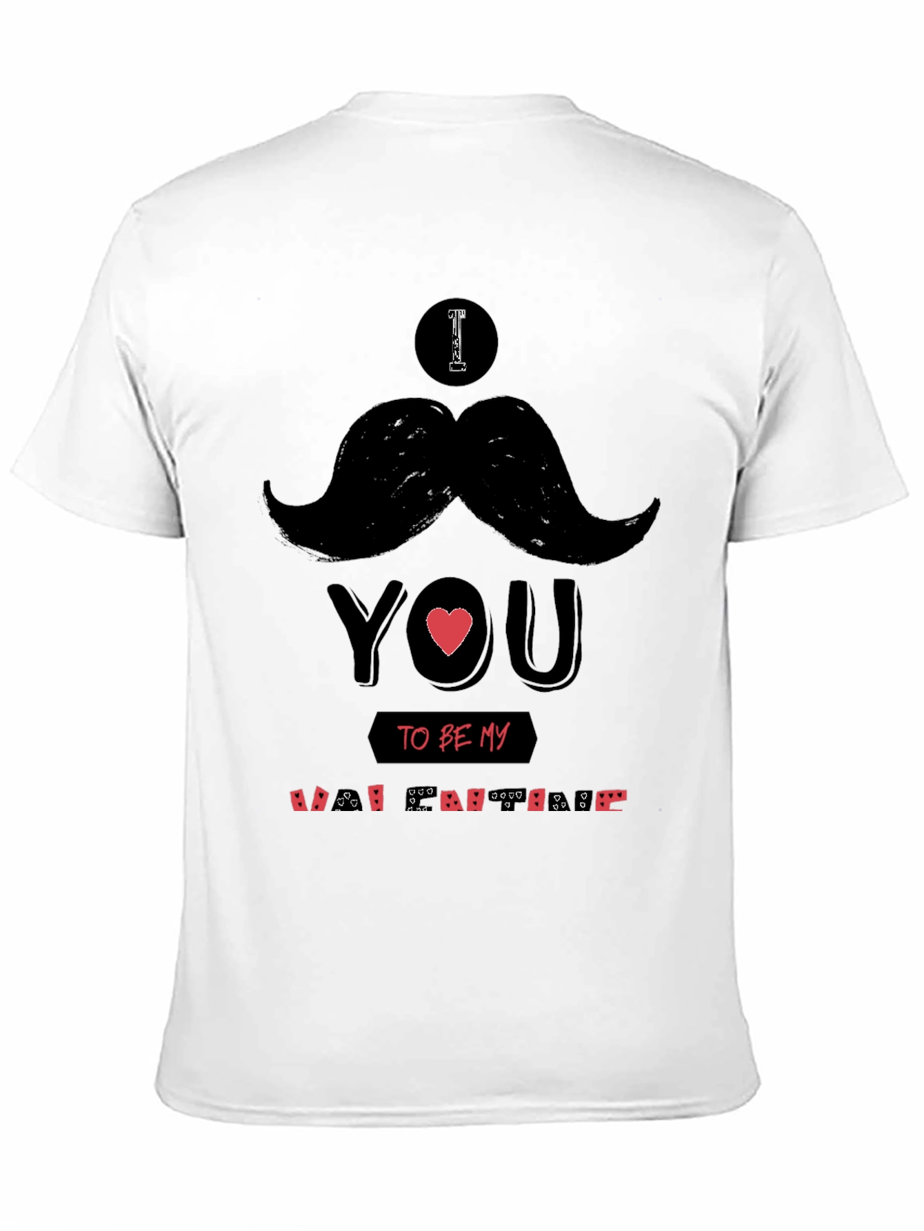 Mustache Valentines Day Black T-Shirt