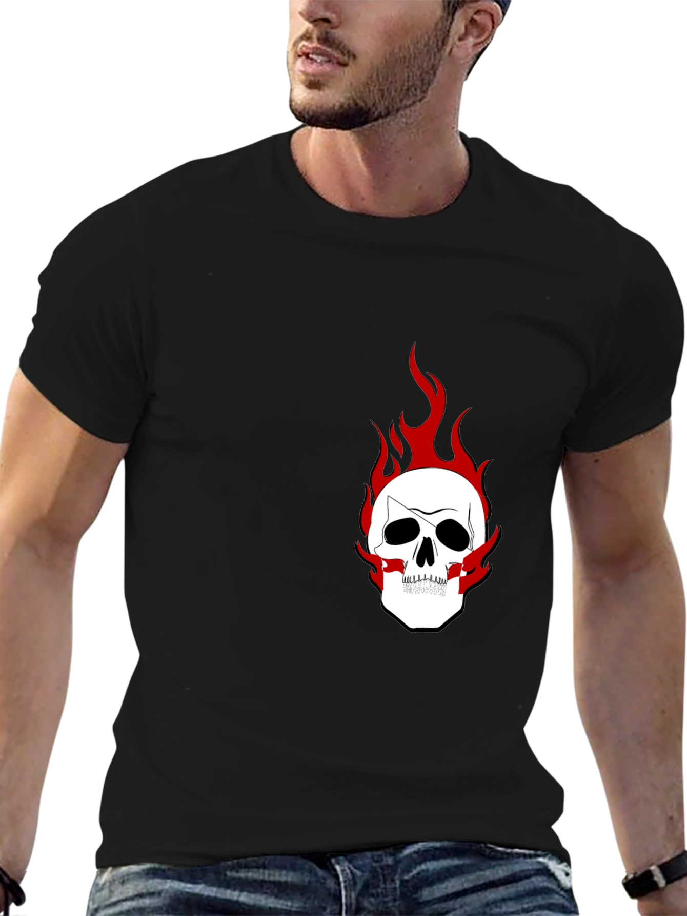 Mens Black Skull Graphic Tee