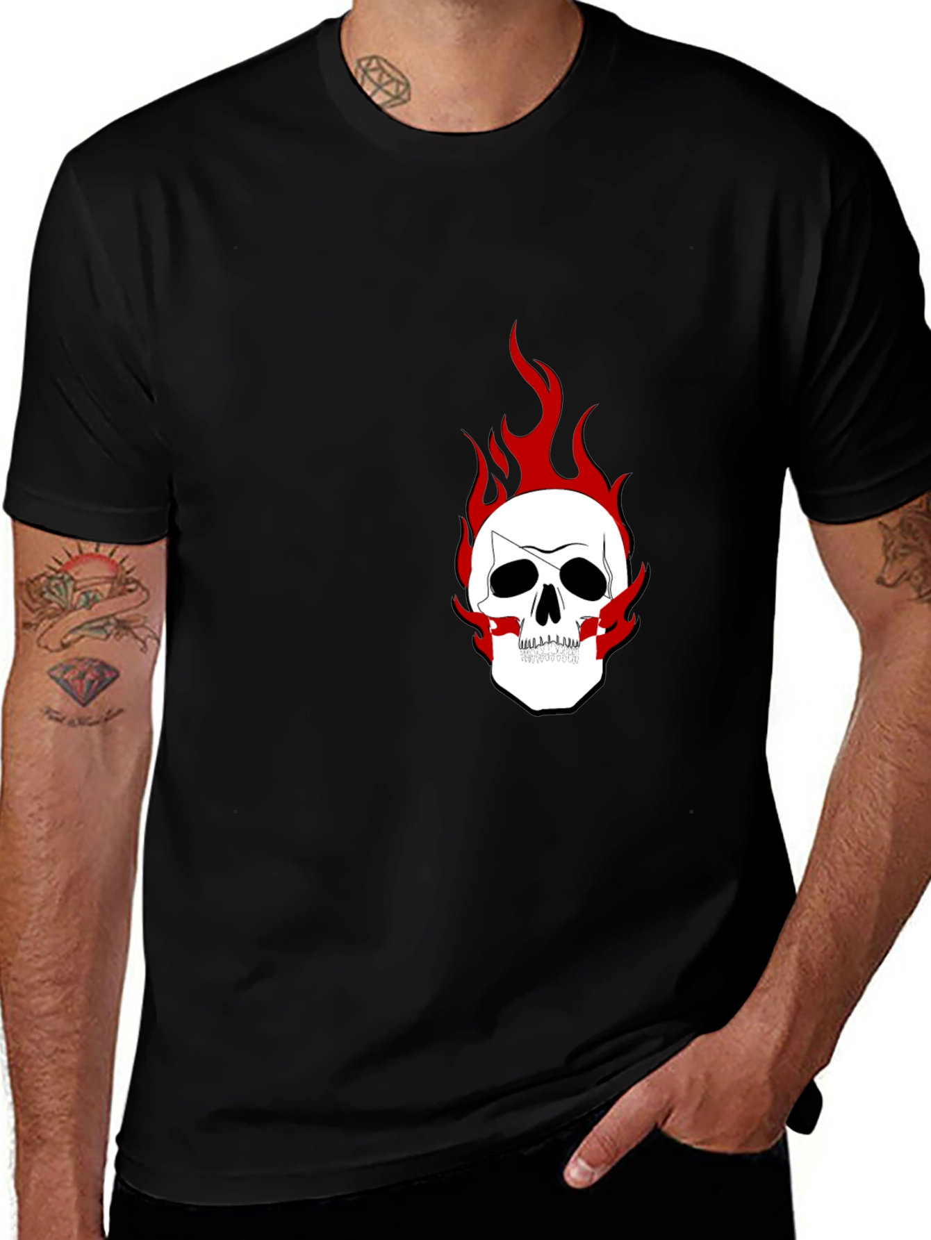 Mens Black Skull Graphic Tee