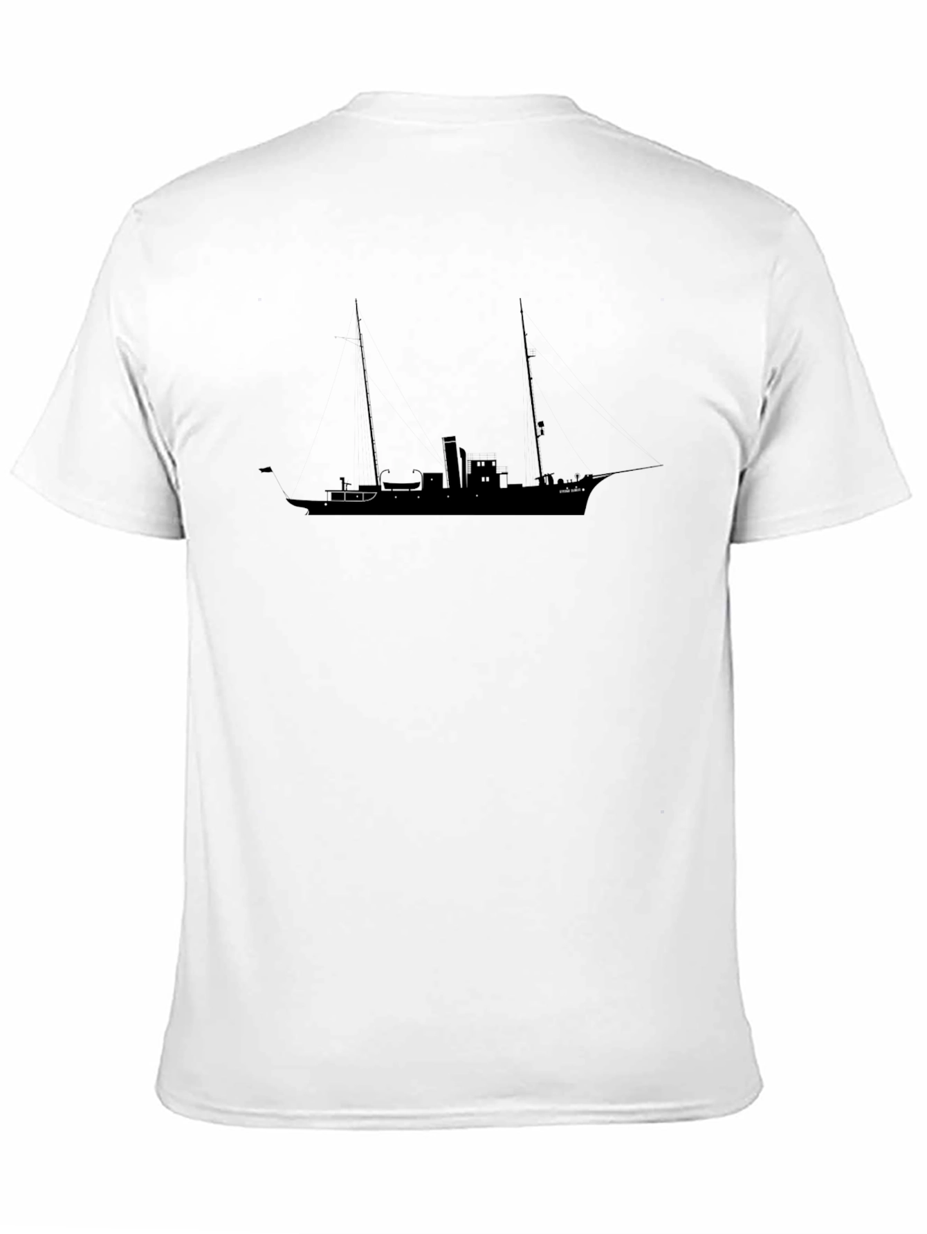 Black T-Shirt with Ship Silhouette Graphic