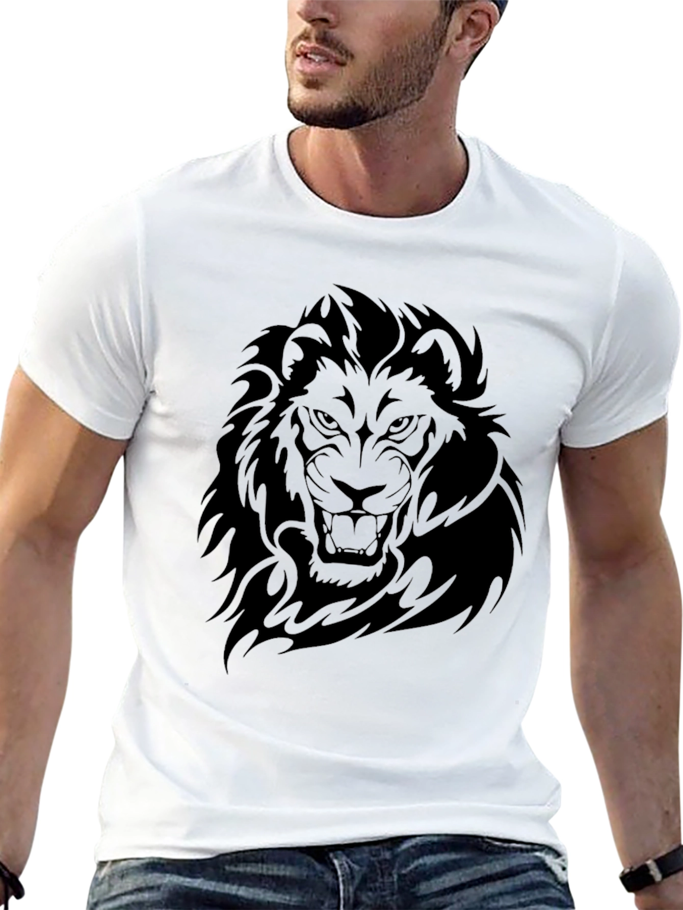 Black Lion Graphic Tee - Mens Fashion