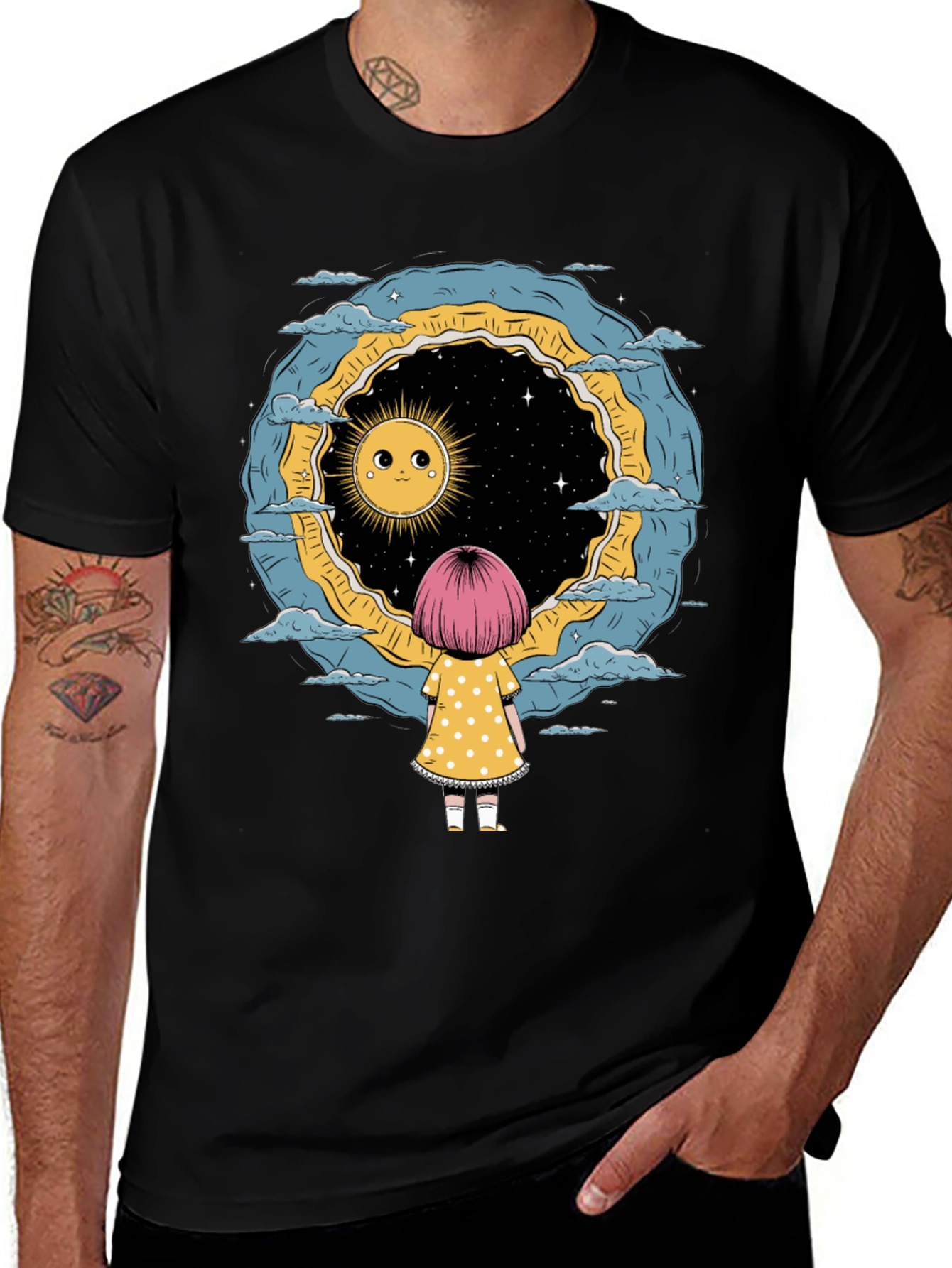 Cosmic Dreamer Graphic Tee - Unisex Black T-Shirt