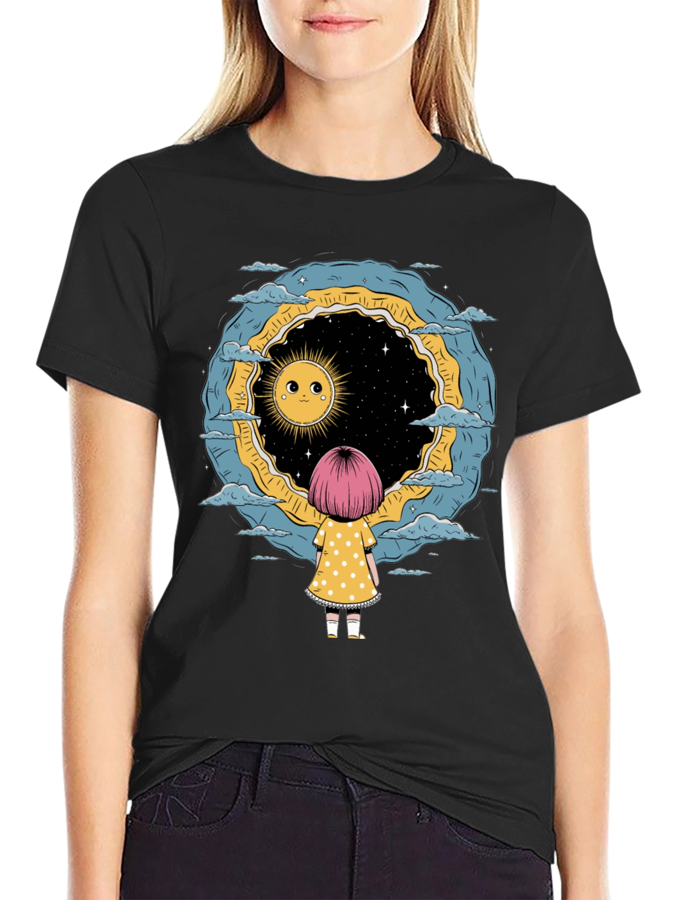 Cosmic Dreamer Graphic Tee - Unisex Black T-Shirt