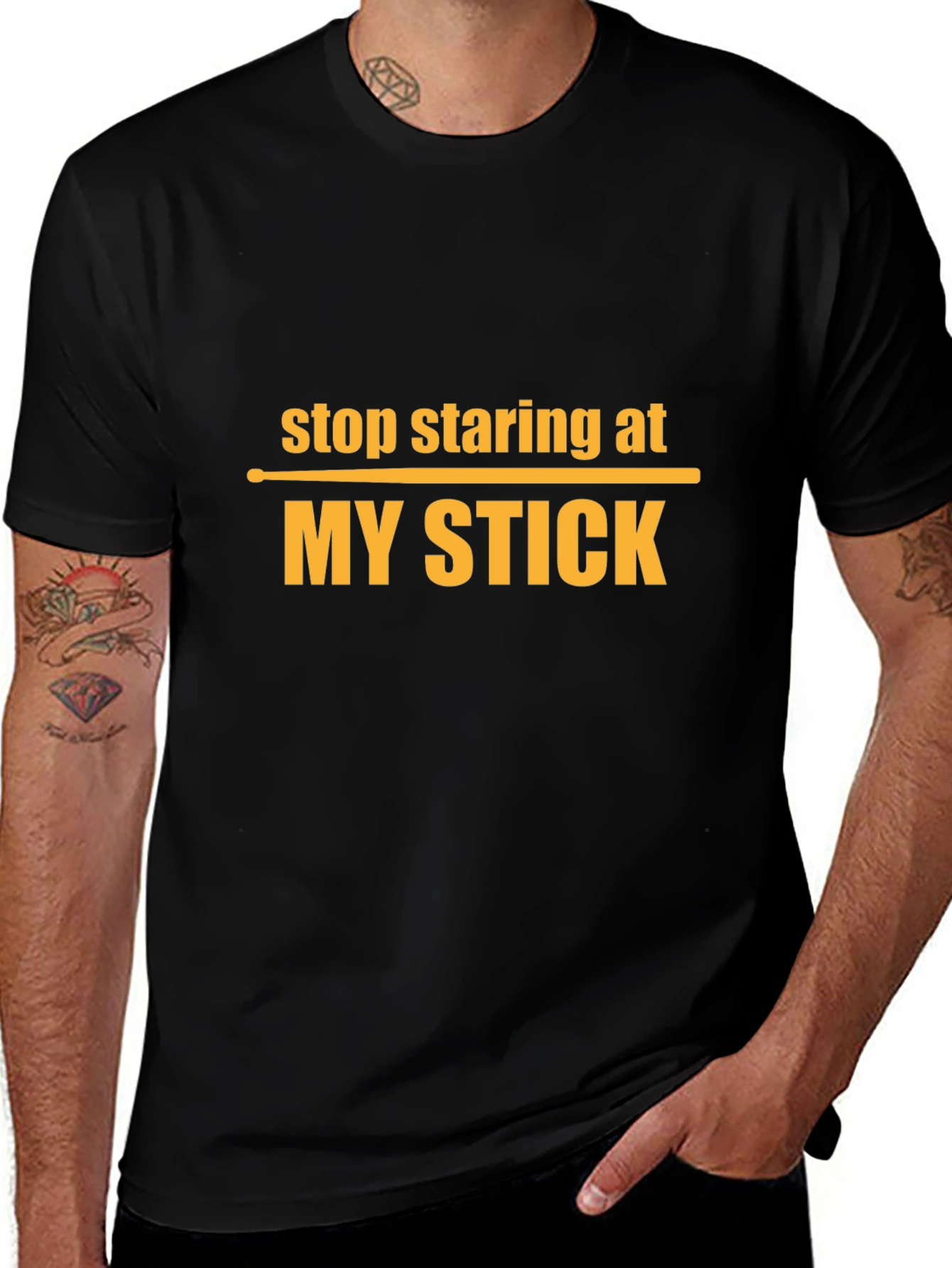 Stop Staring At My Stick Graphic T-Shirt