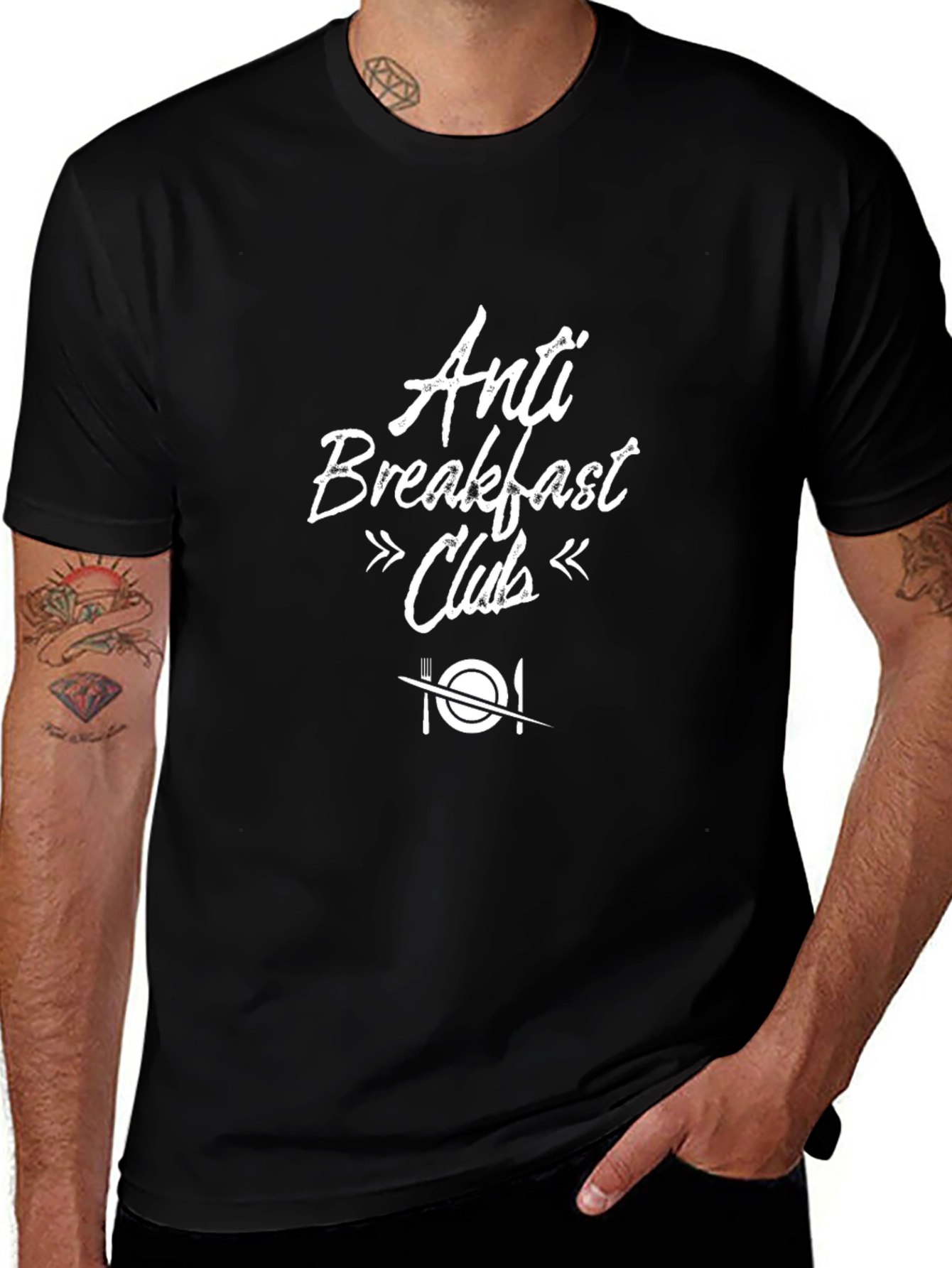 Anti Breakfast Club Graphic Tee - Black Cotton T-Shirt