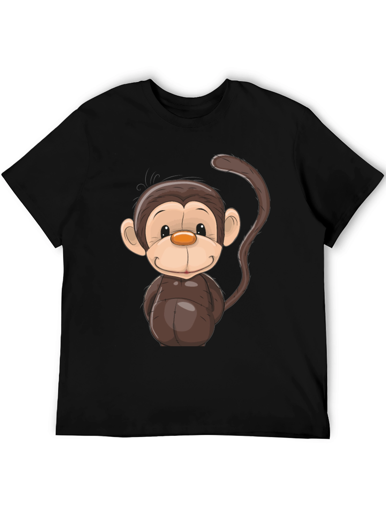 Cartoon Monkey Graphic Tee - Black