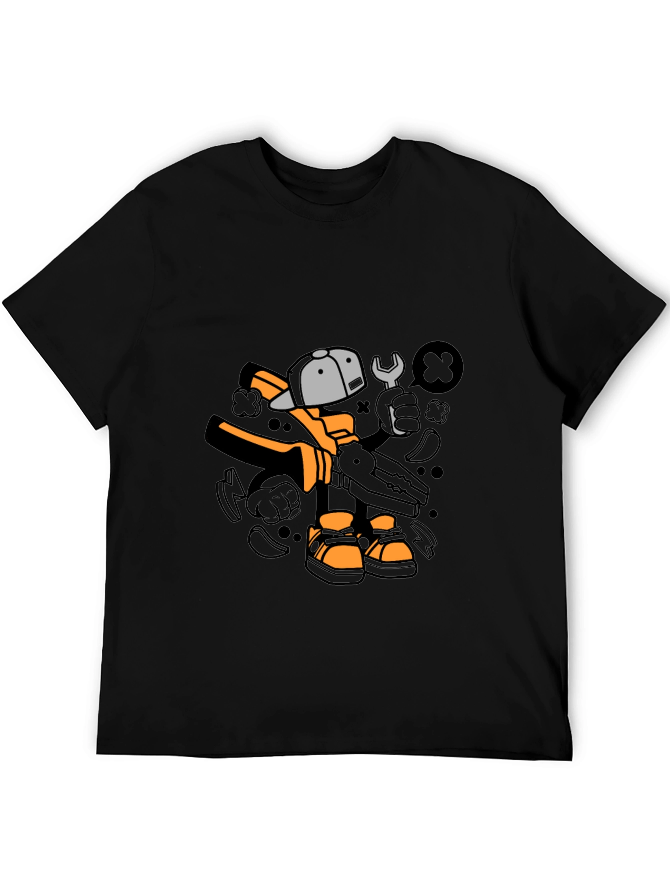 Cool Graphic T-Shirt with Cartoon Mechanic Print