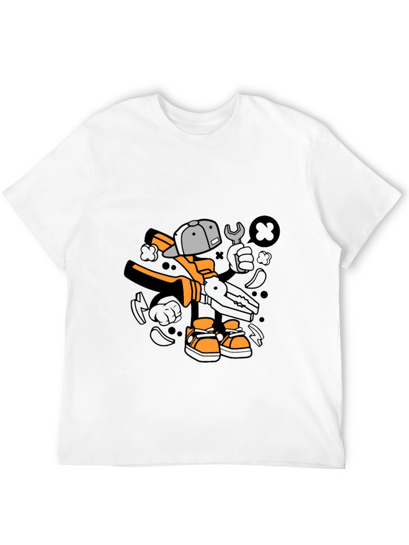 Cool Graphic T-Shirt with Cartoon Mechanic Print
