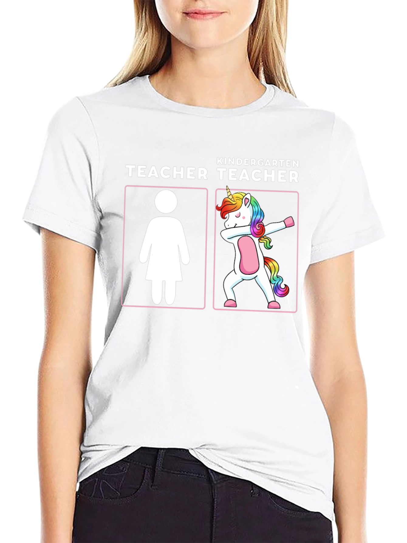 Kindergarten Teacher Unicorn Dabbing T-Shirt