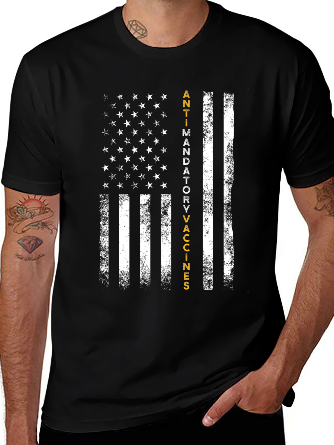 Anti-Mandatory Vaccine USA Flag Graphic T-Shirt