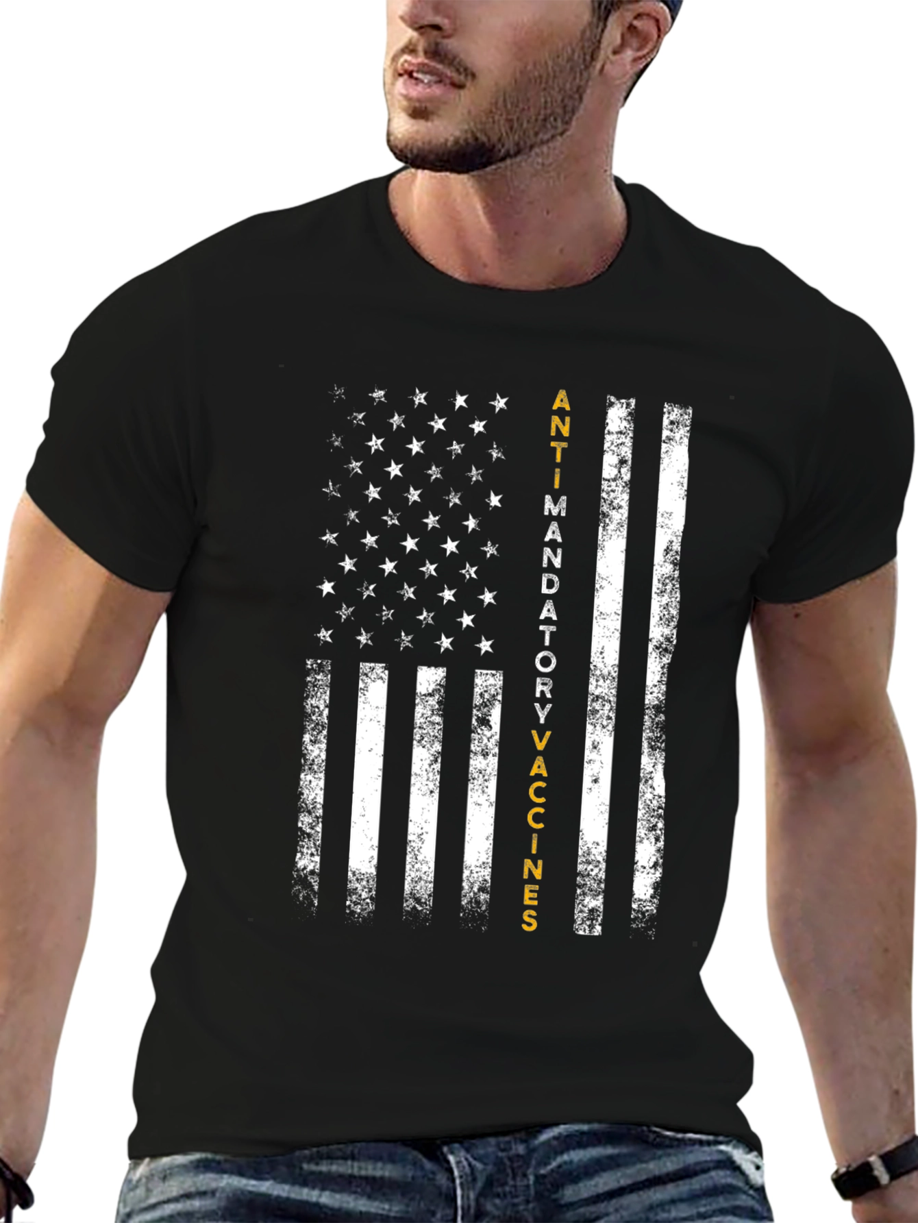 Anti-Mandatory Vaccine USA Flag Graphic T-Shirt