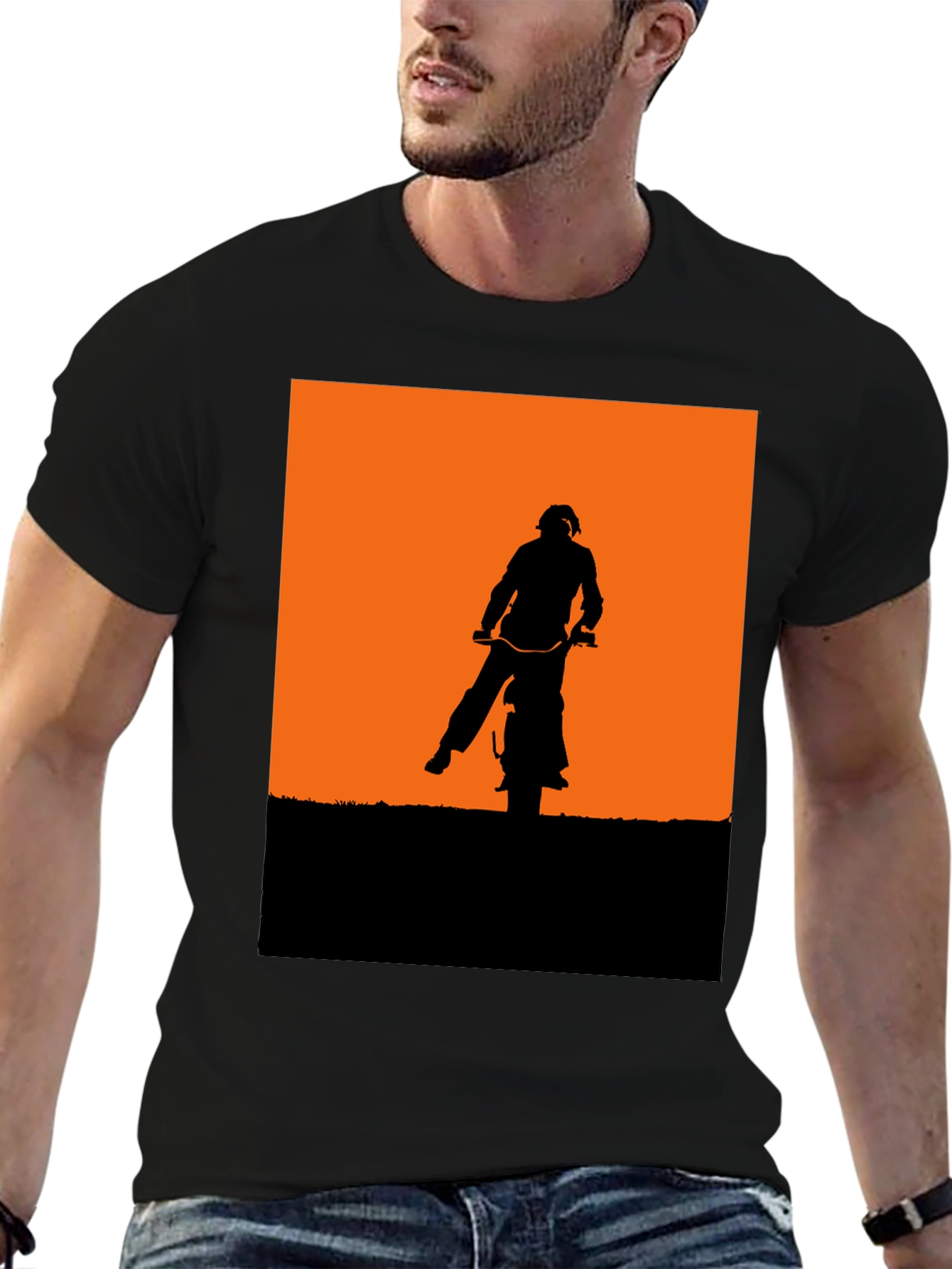 Silhouette Motorbike Graphic Tee - Black