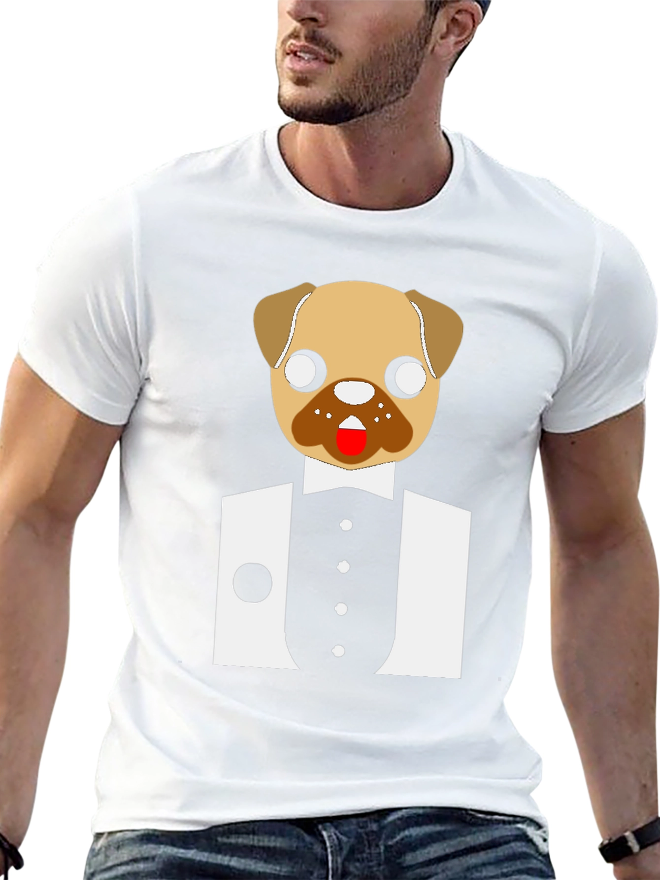 Pug Tuxedo Graphic Tee - Stylish & Fun!