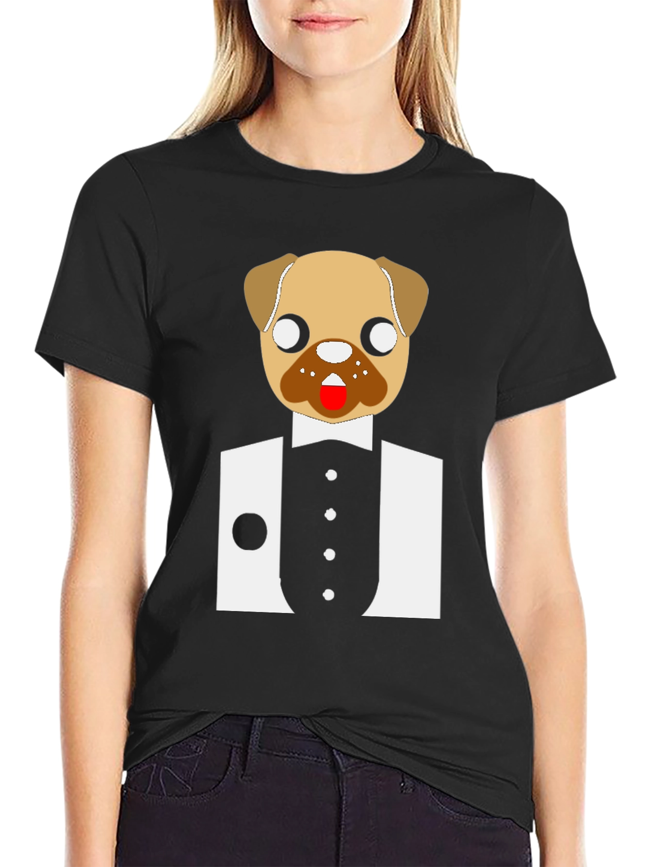 Pug Tuxedo Graphic Tee - Stylish & Fun!
