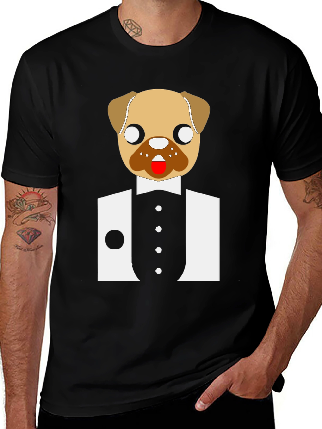 Pug Tuxedo Graphic Tee - Stylish & Fun!