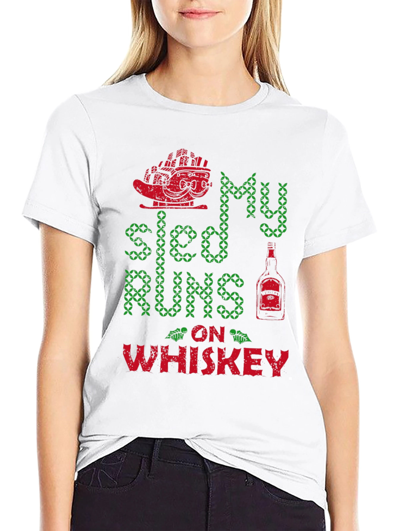 My Sled Runs on Whiskey Graphic T-Shirt