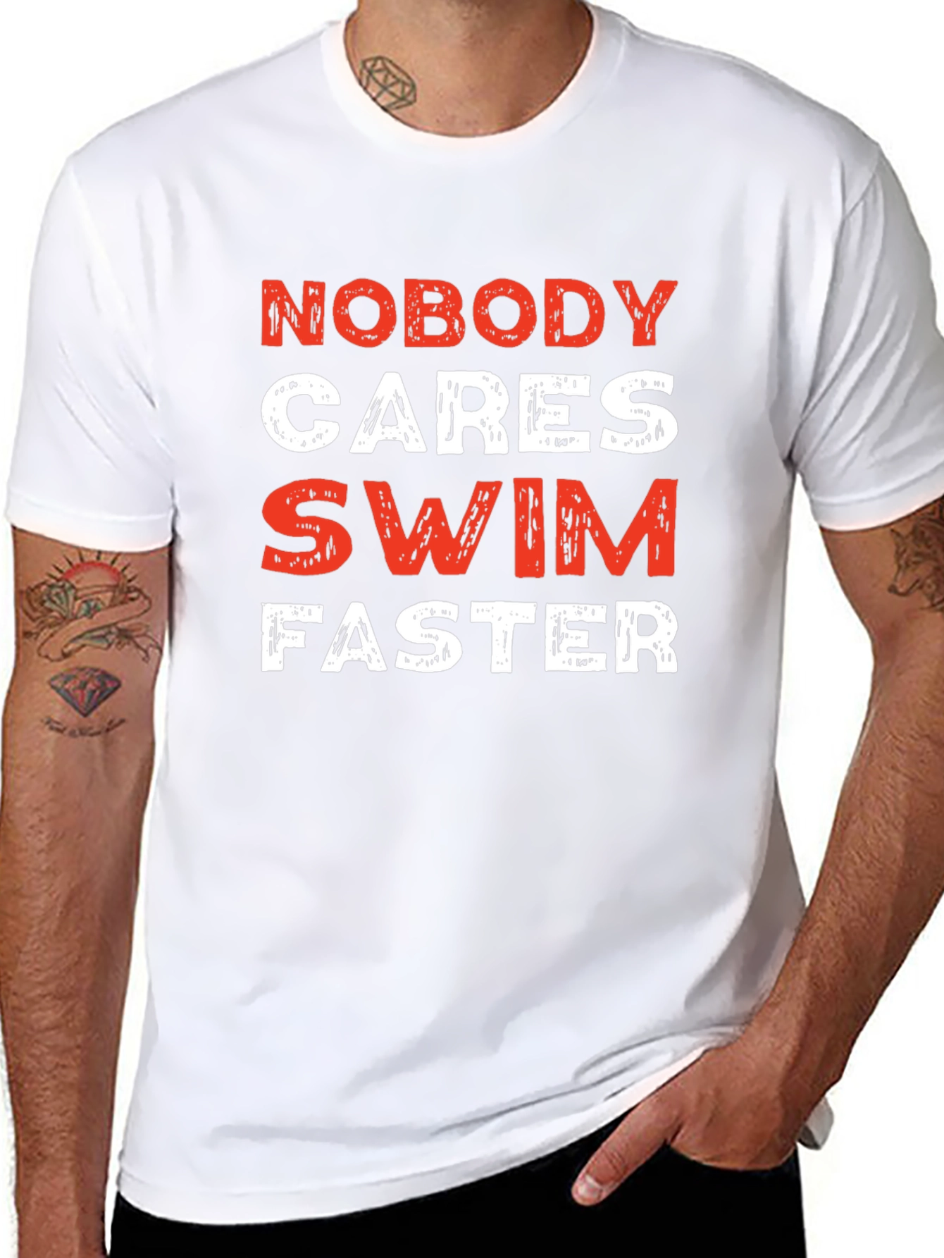 Nobody Cares Swim Faster Black T-Shirt