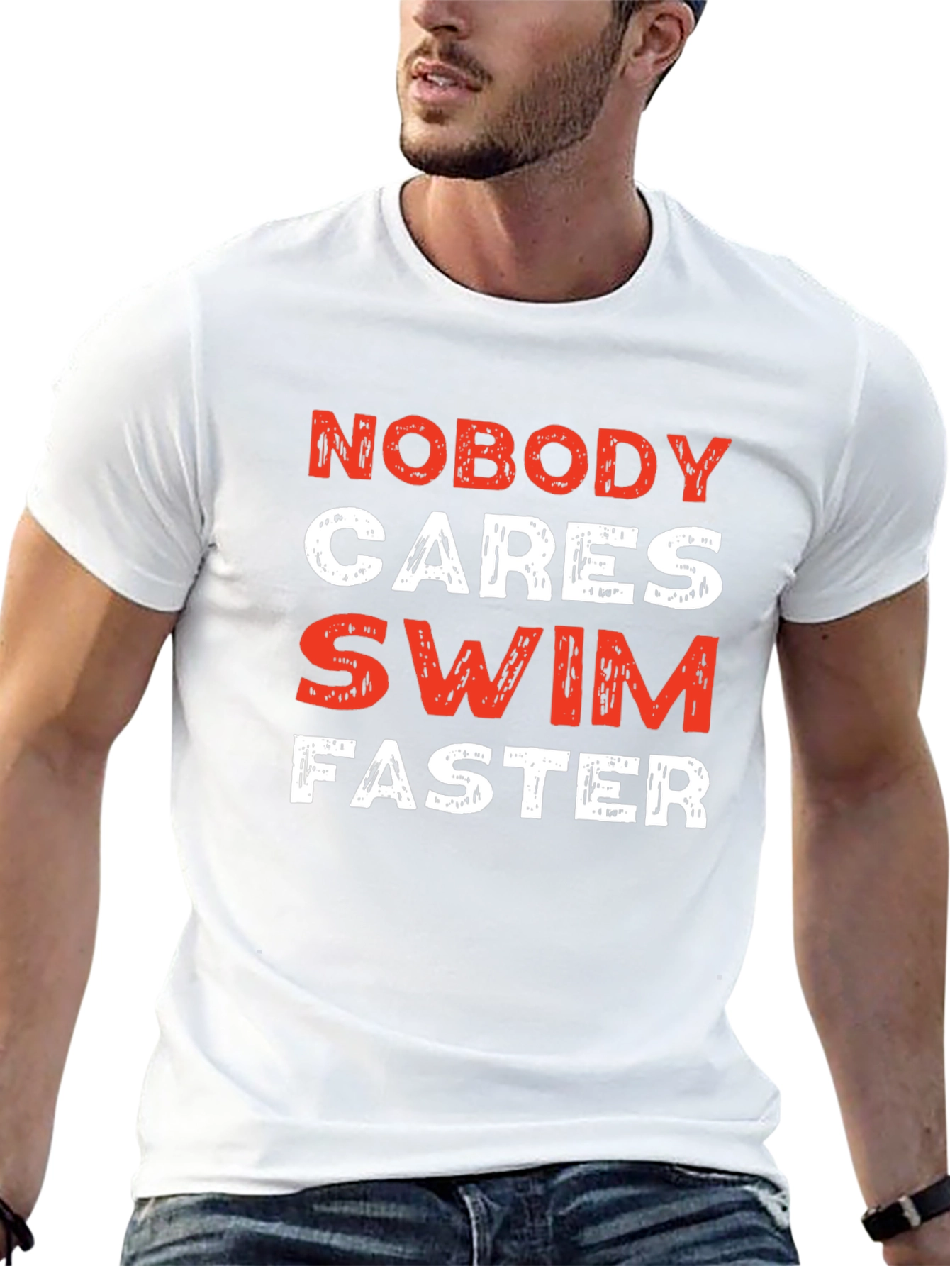 Nobody Cares Swim Faster Black T-Shirt