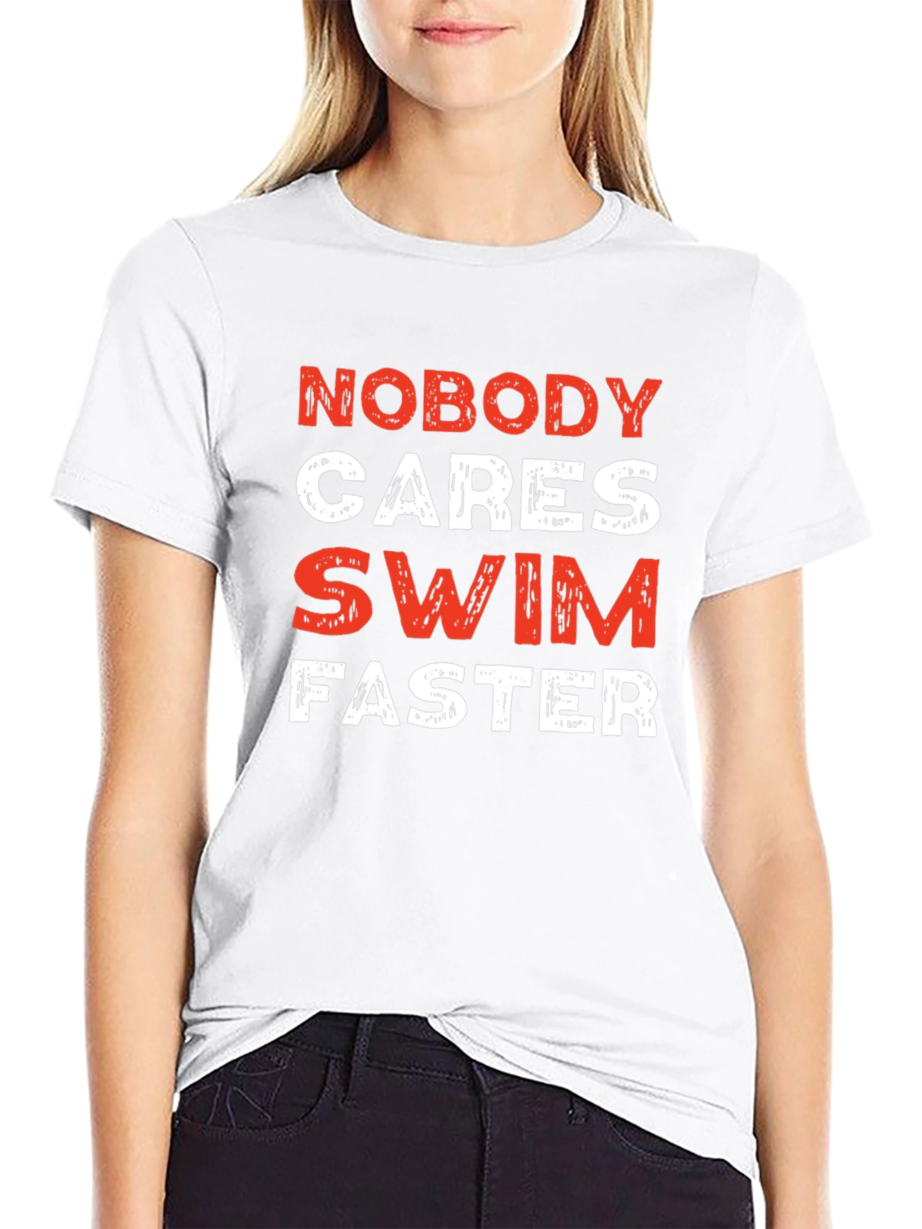 Nobody Cares Swim Faster Black T-Shirt