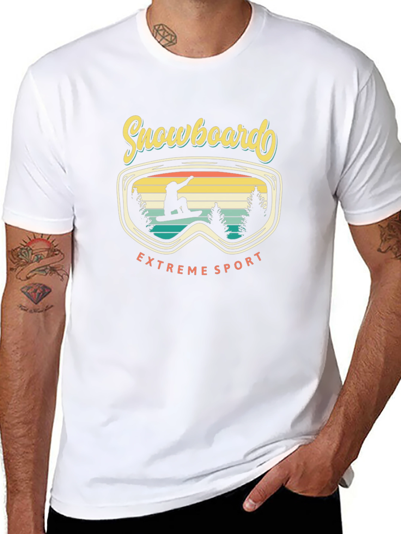Snowboard Extreme Sport Graphic Tee - Retro Style