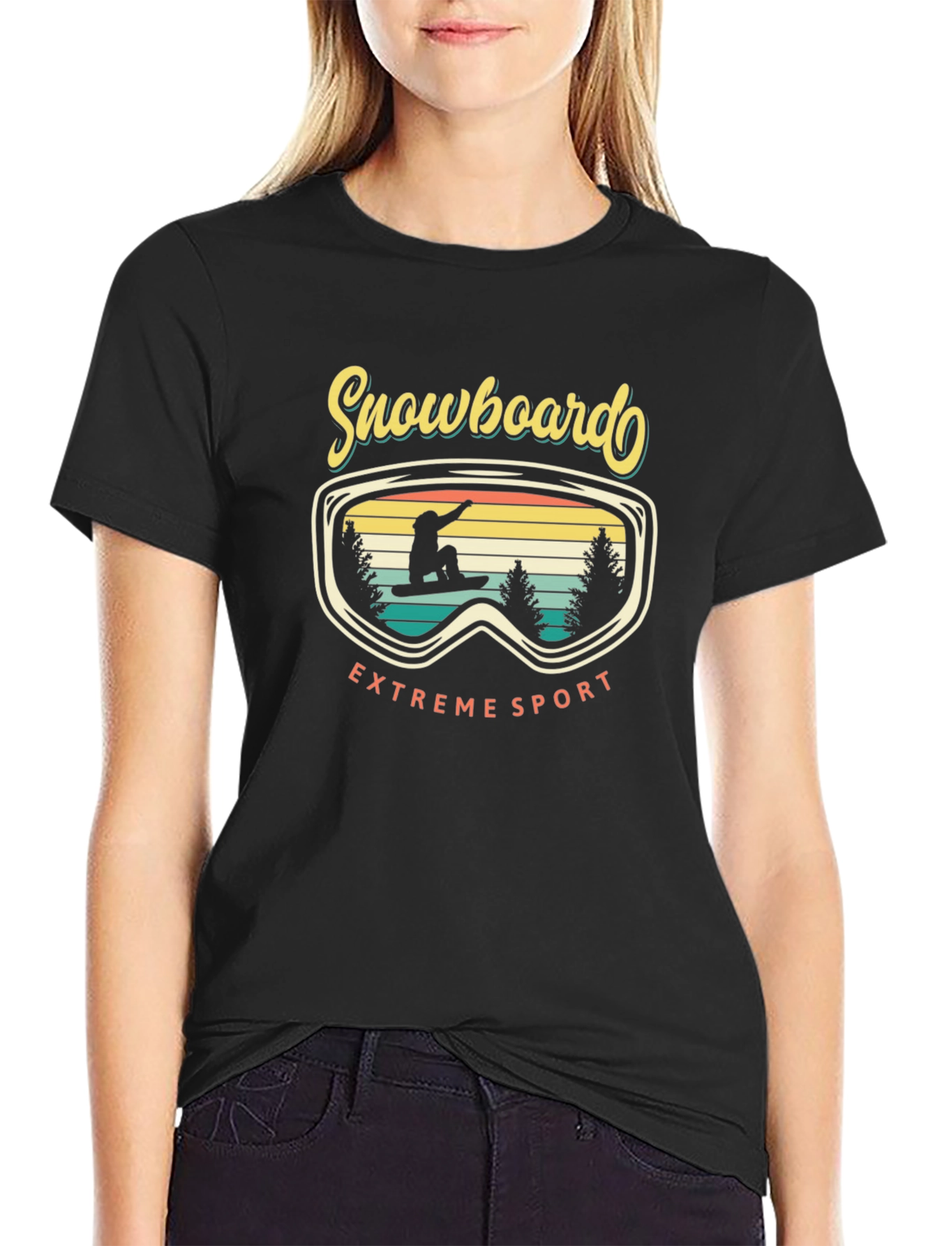 Snowboard Extreme Sport Graphic Tee - Retro Style