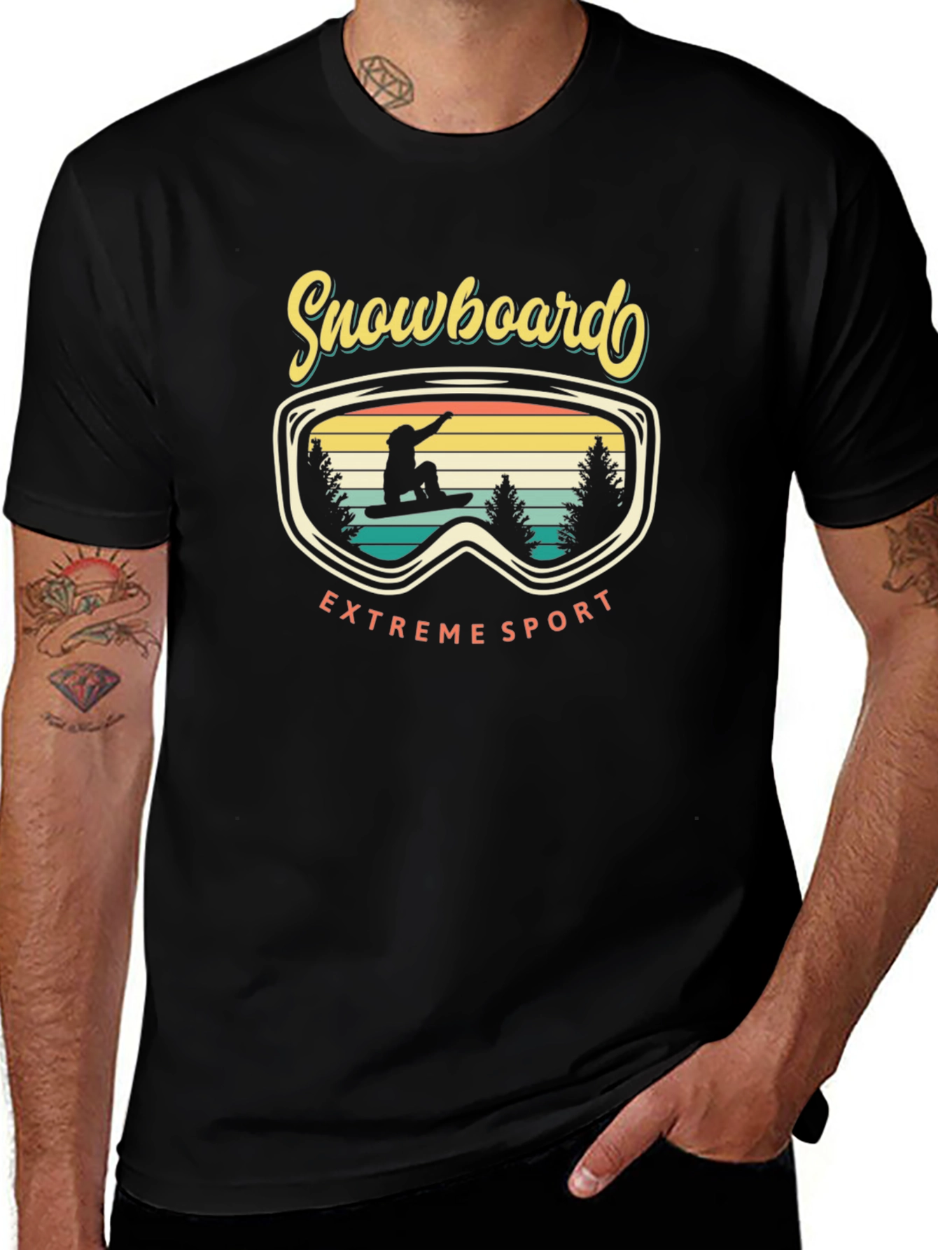 Snowboard Extreme Sport Graphic Tee - Retro Style