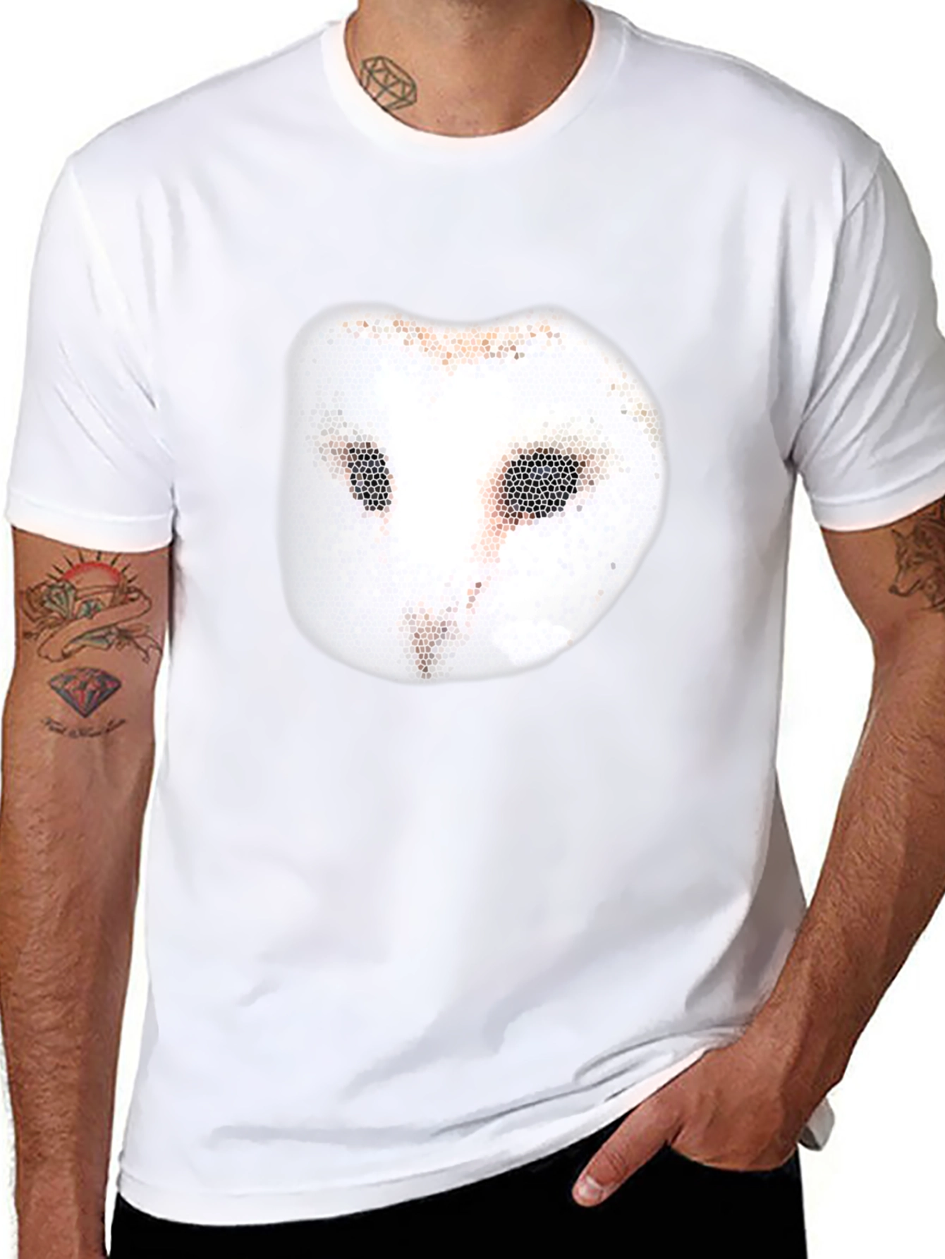 Unique Owl Mask Graphic Tee - Casual Black T-Shirt
