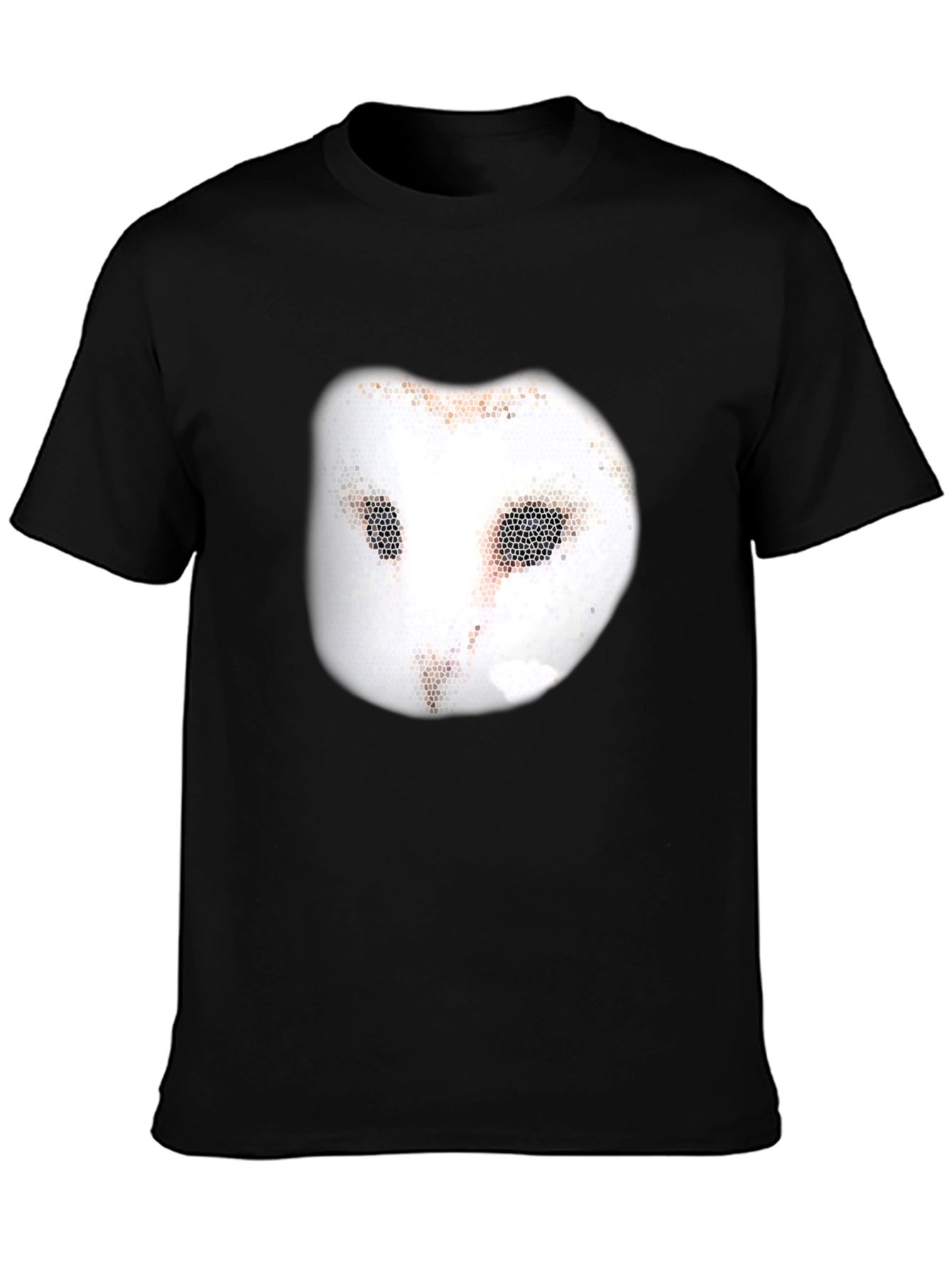 Unique Owl Mask Graphic Tee - Casual Black T-Shirt