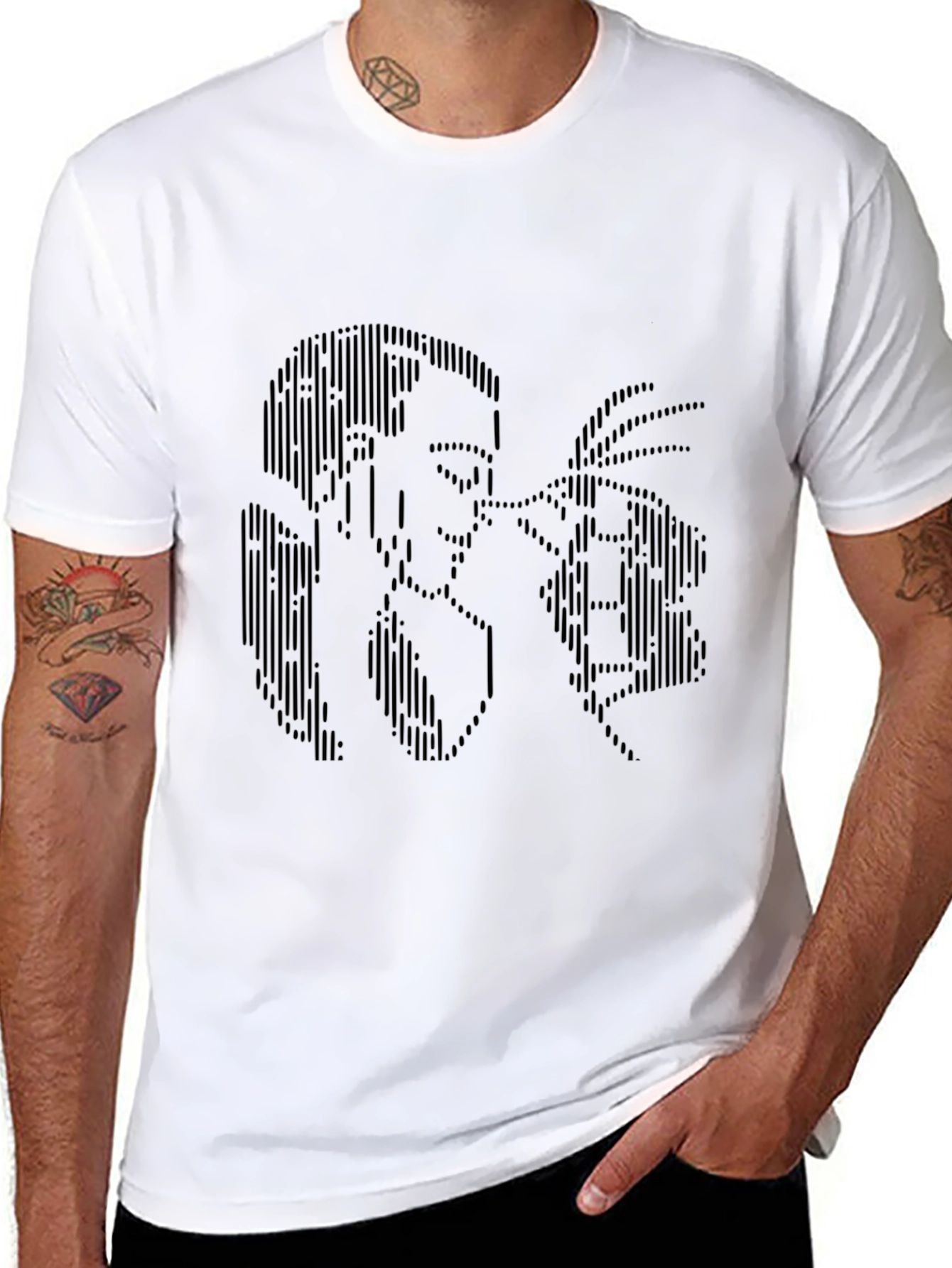Abstract Line Art Graphic Black T-Shirt