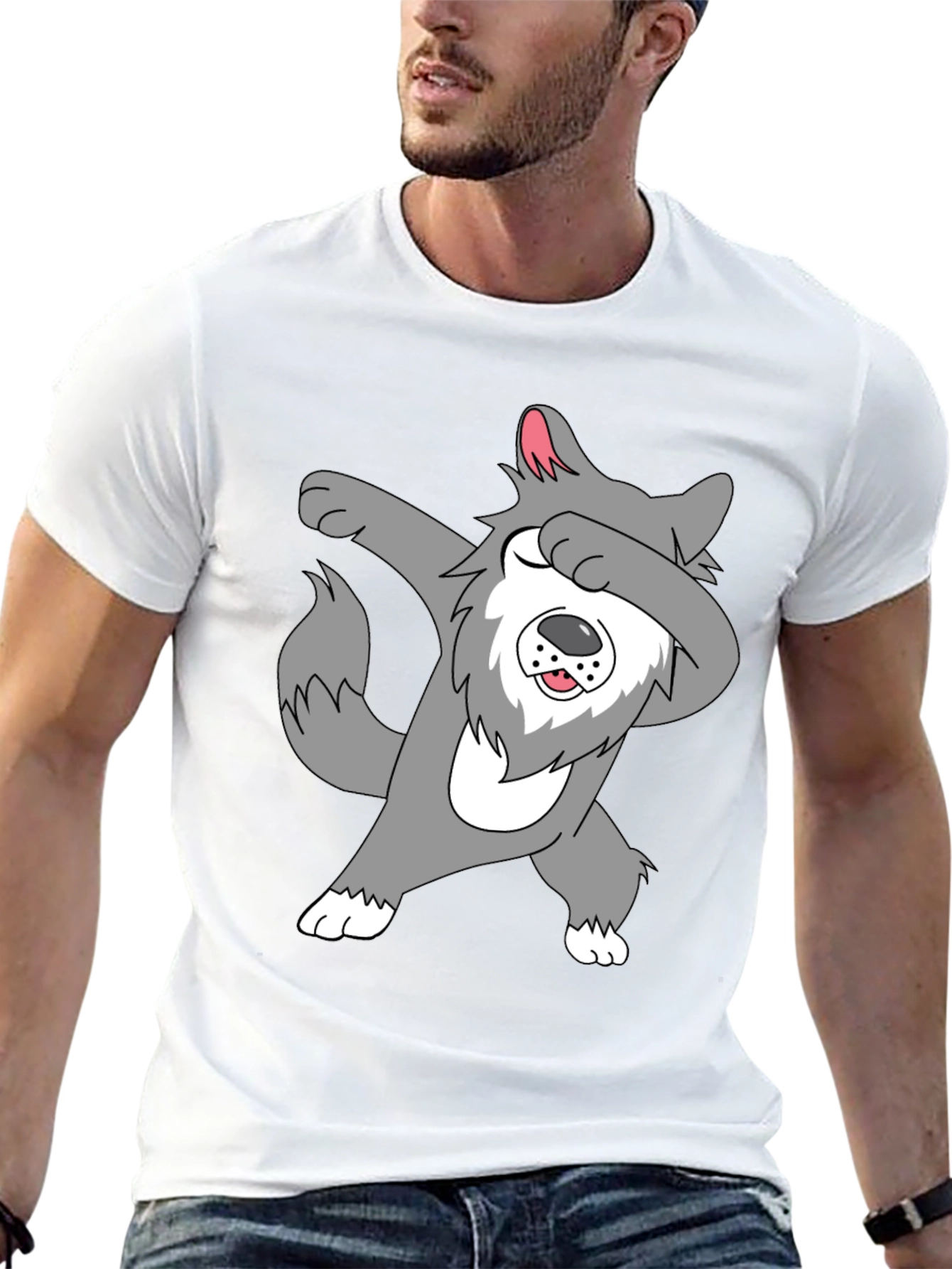 Dabbing Wolf Graphic Tee - Funny Animal T-Shirt