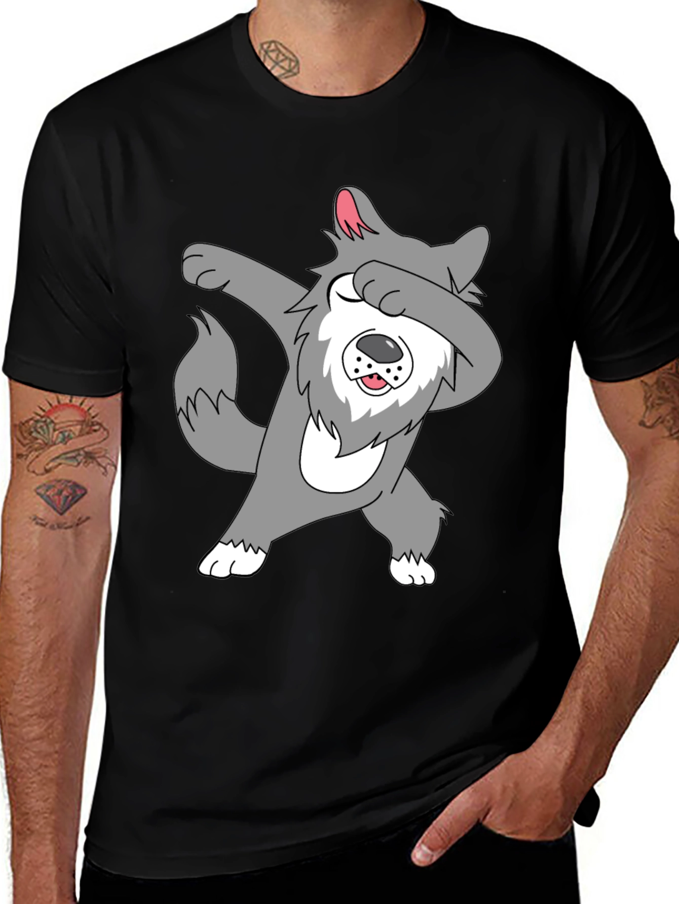 Dabbing Wolf Graphic Tee - Funny Animal T-Shirt
