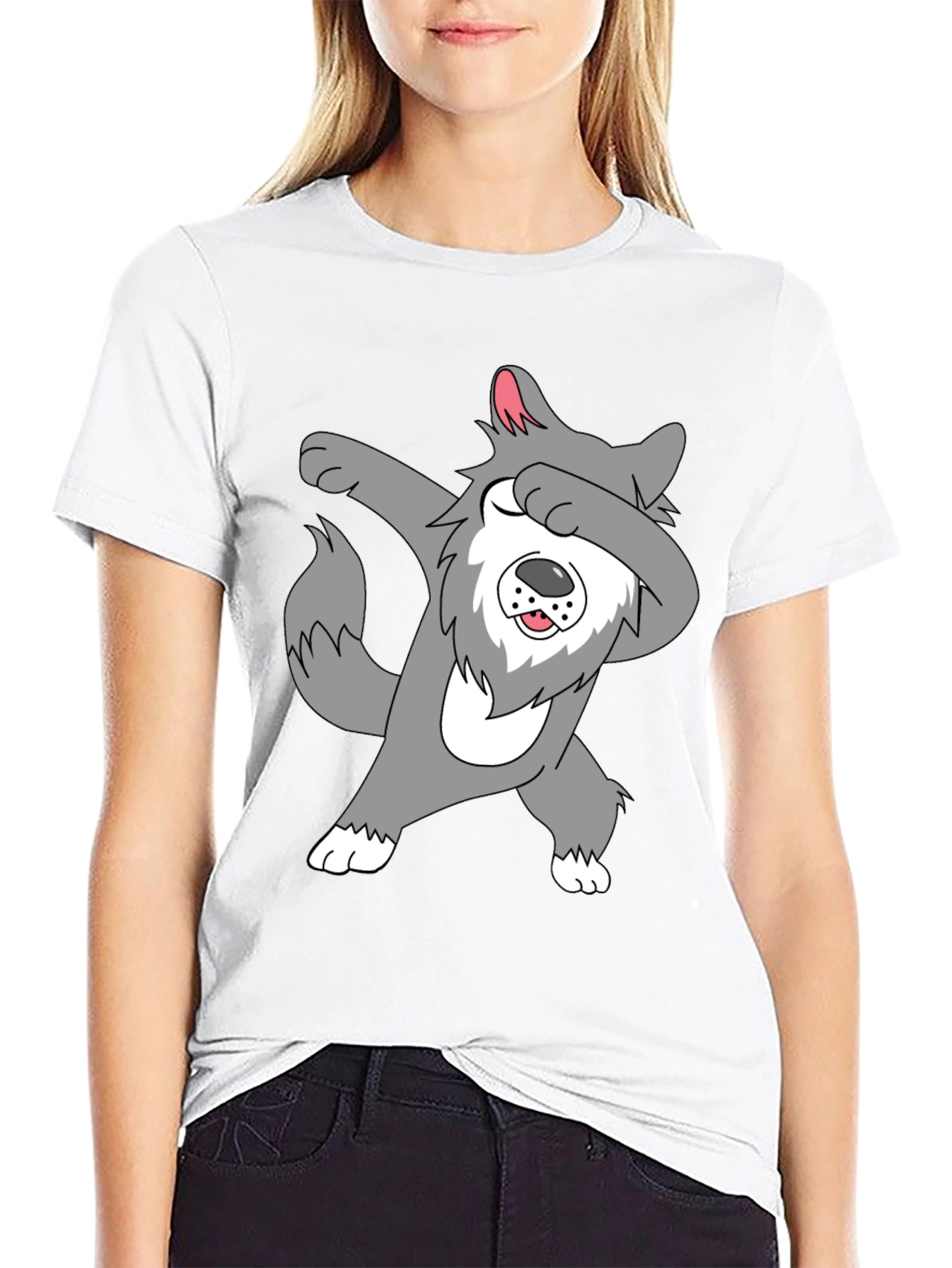 Dabbing Wolf Graphic Tee - Funny Animal T-Shirt
