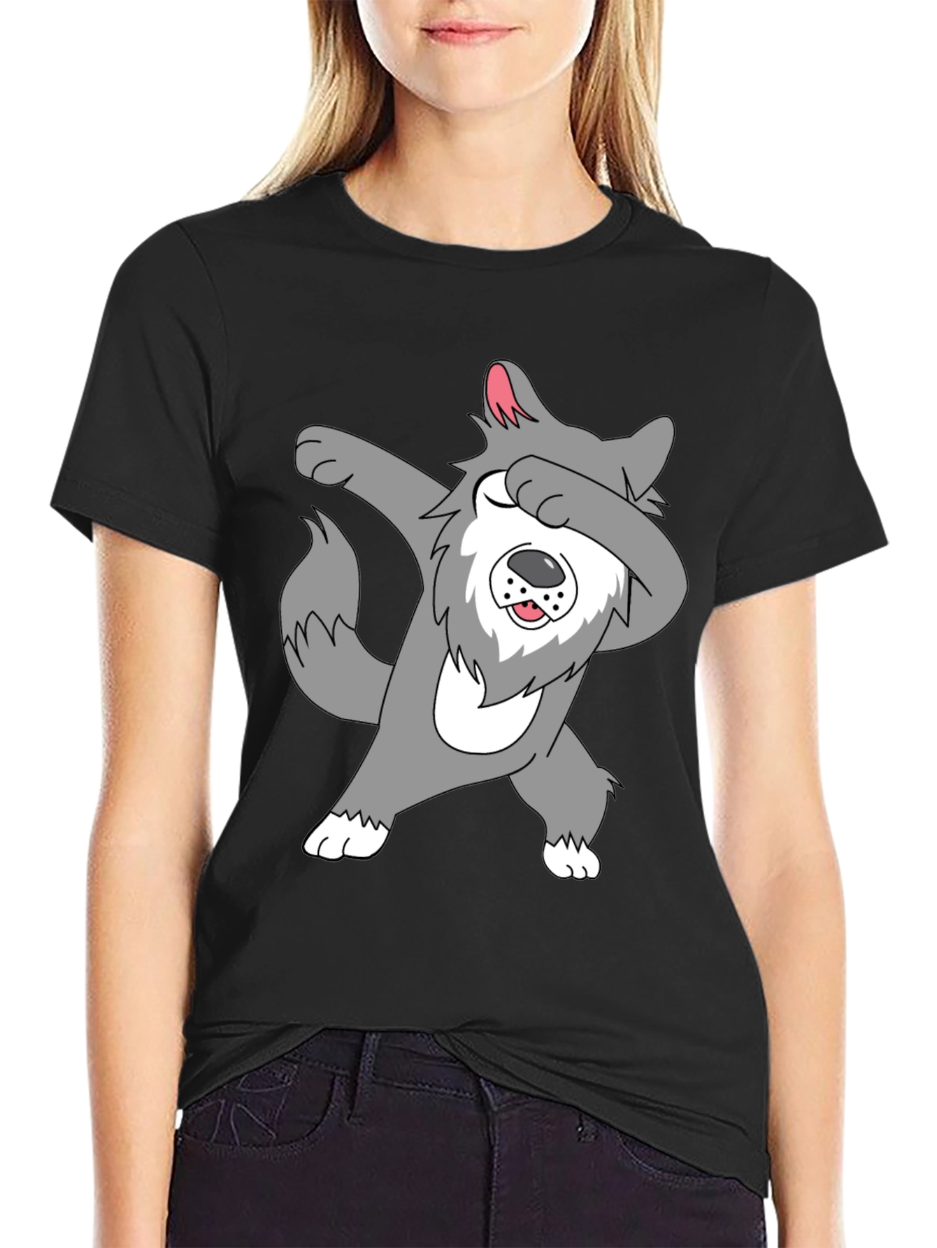 Dabbing Wolf Graphic Tee - Funny Animal T-Shirt