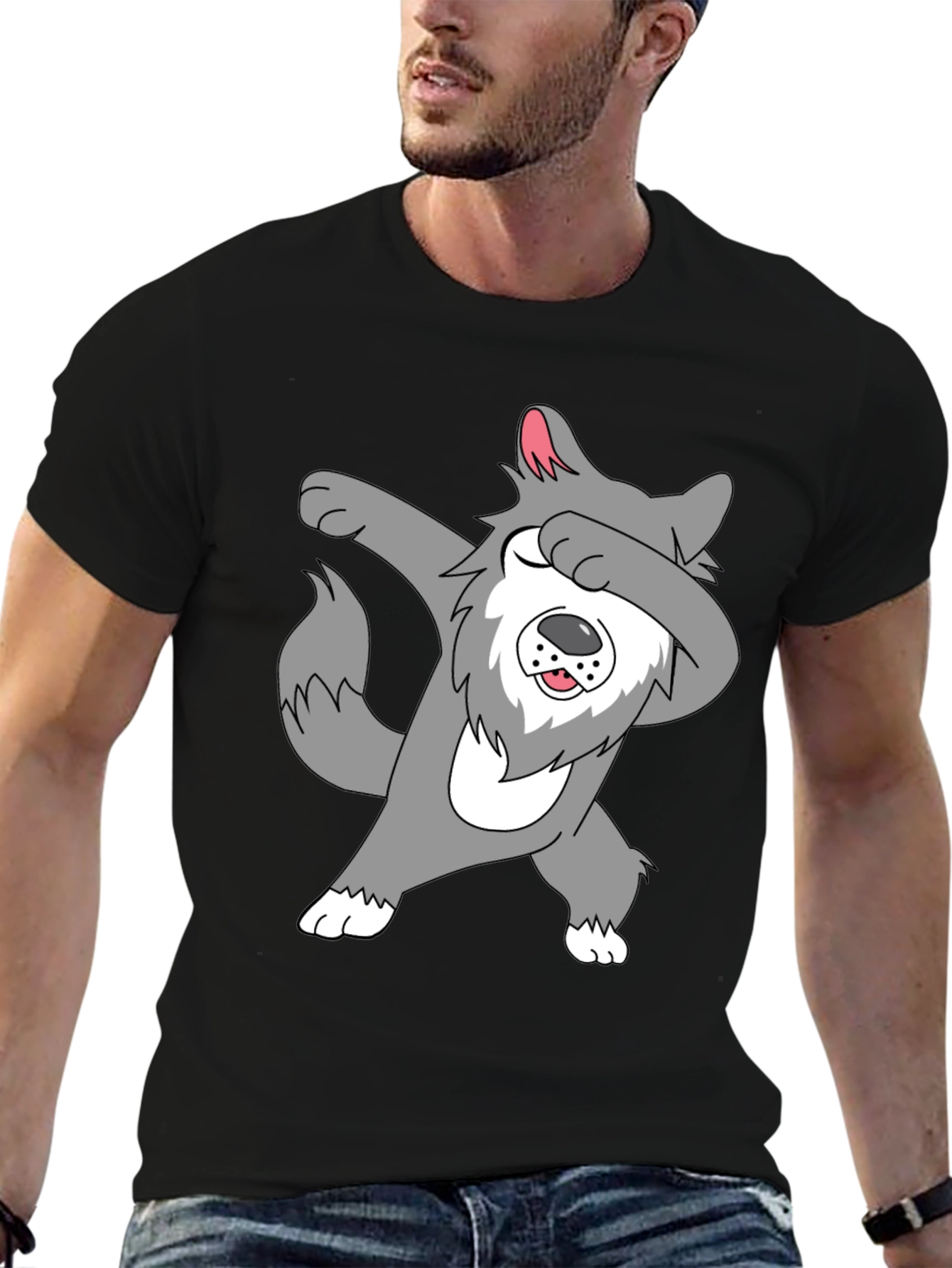 Dabbing Wolf Graphic Tee - Funny Animal T-Shirt