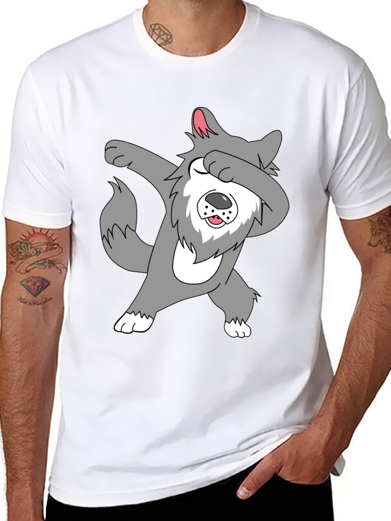 Dabbing Wolf Graphic Tee - Funny Animal T-Shirt