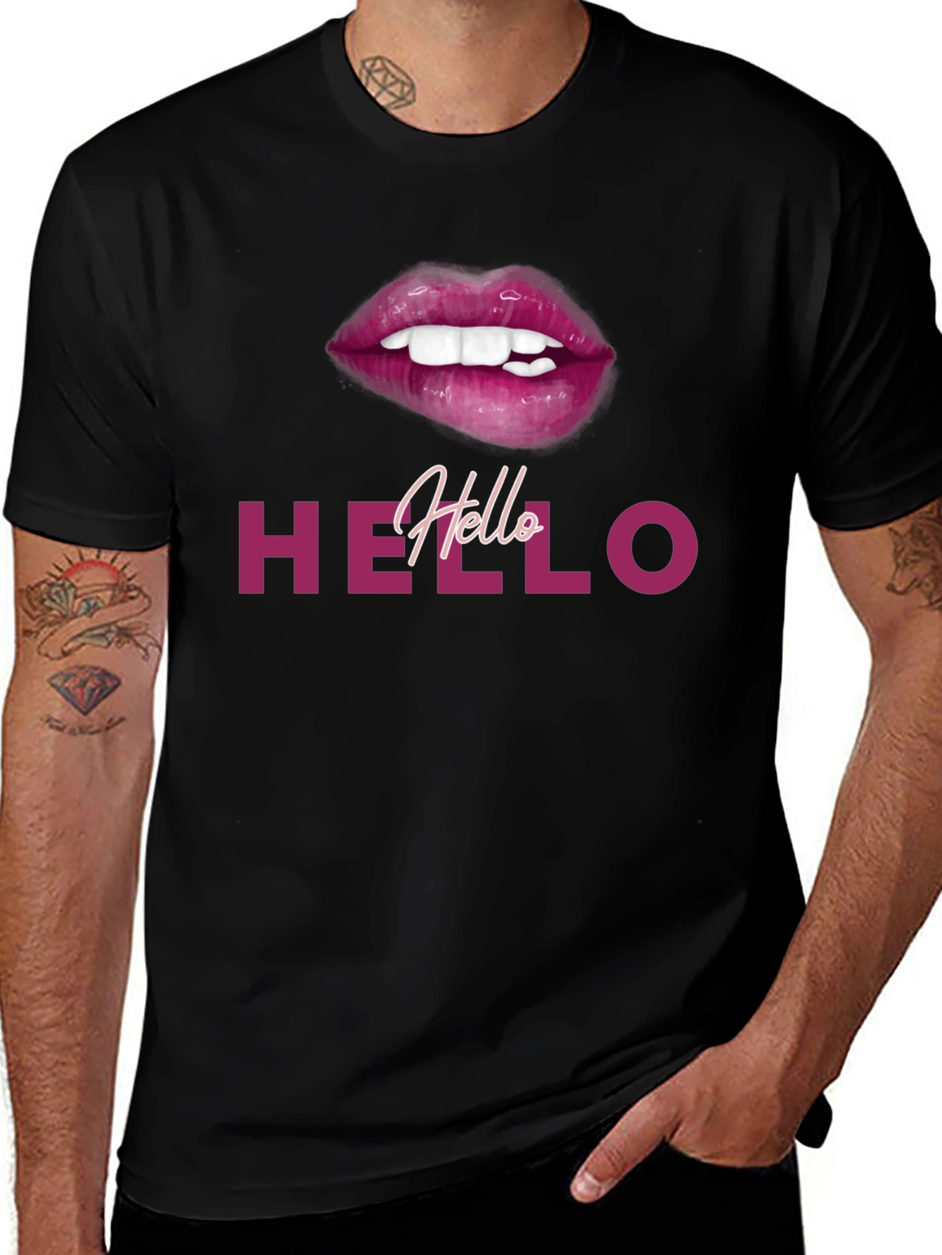 Hello Lips Graphic Tee - Stylish Casual Wear