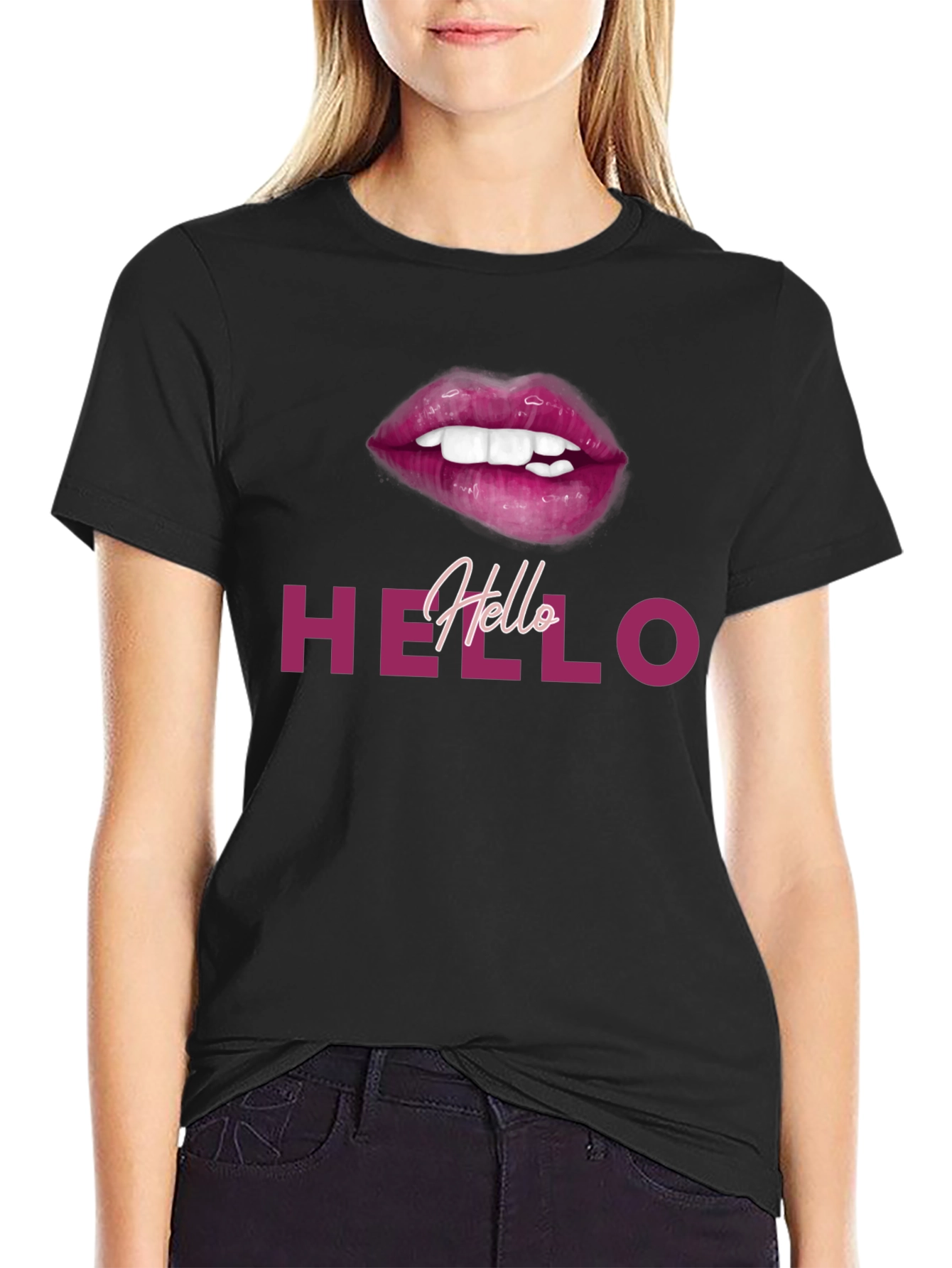Hello Lips Graphic Tee - Stylish Casual Wear