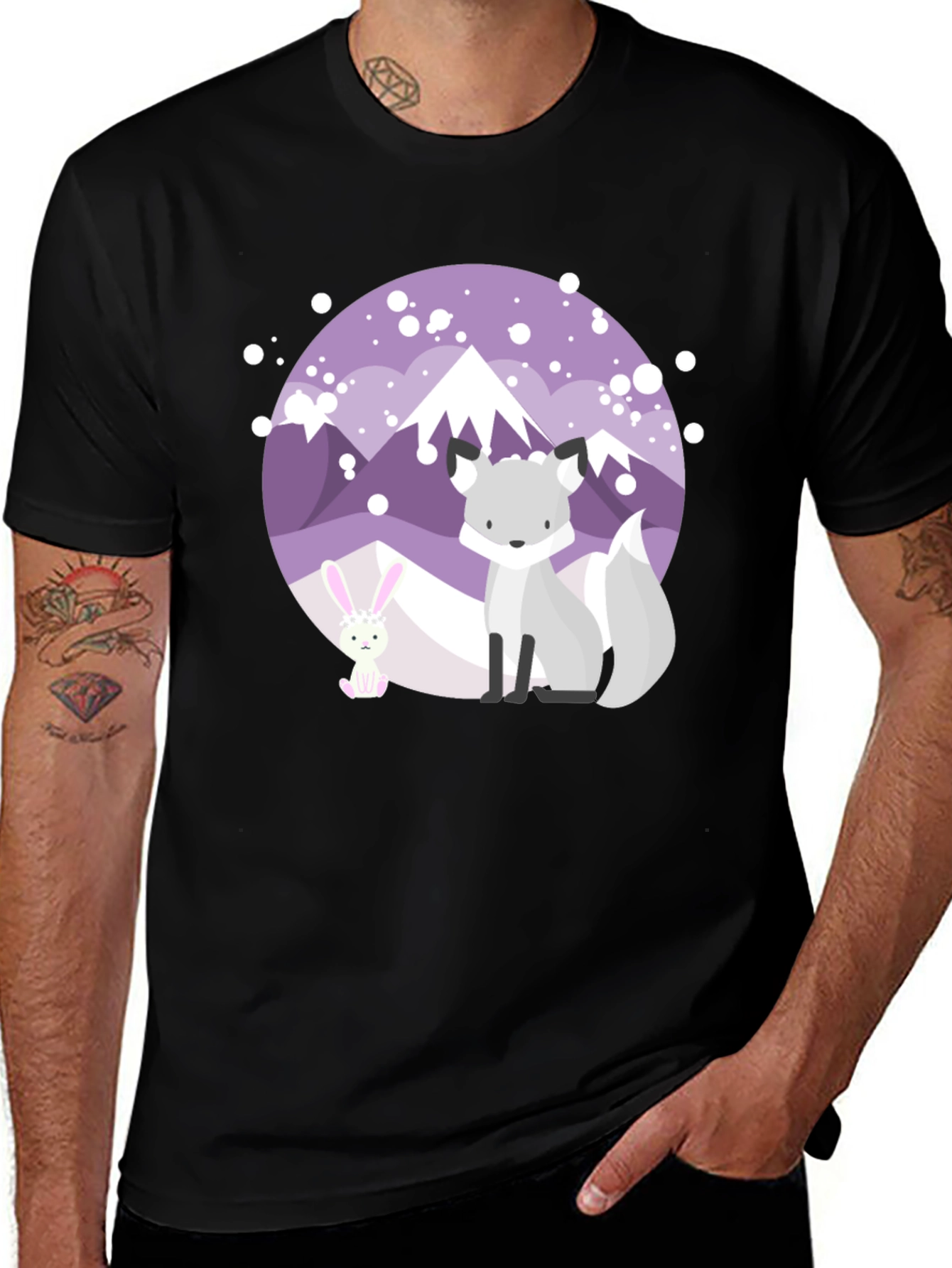 Cute Fox & Bunny Graphic Tee