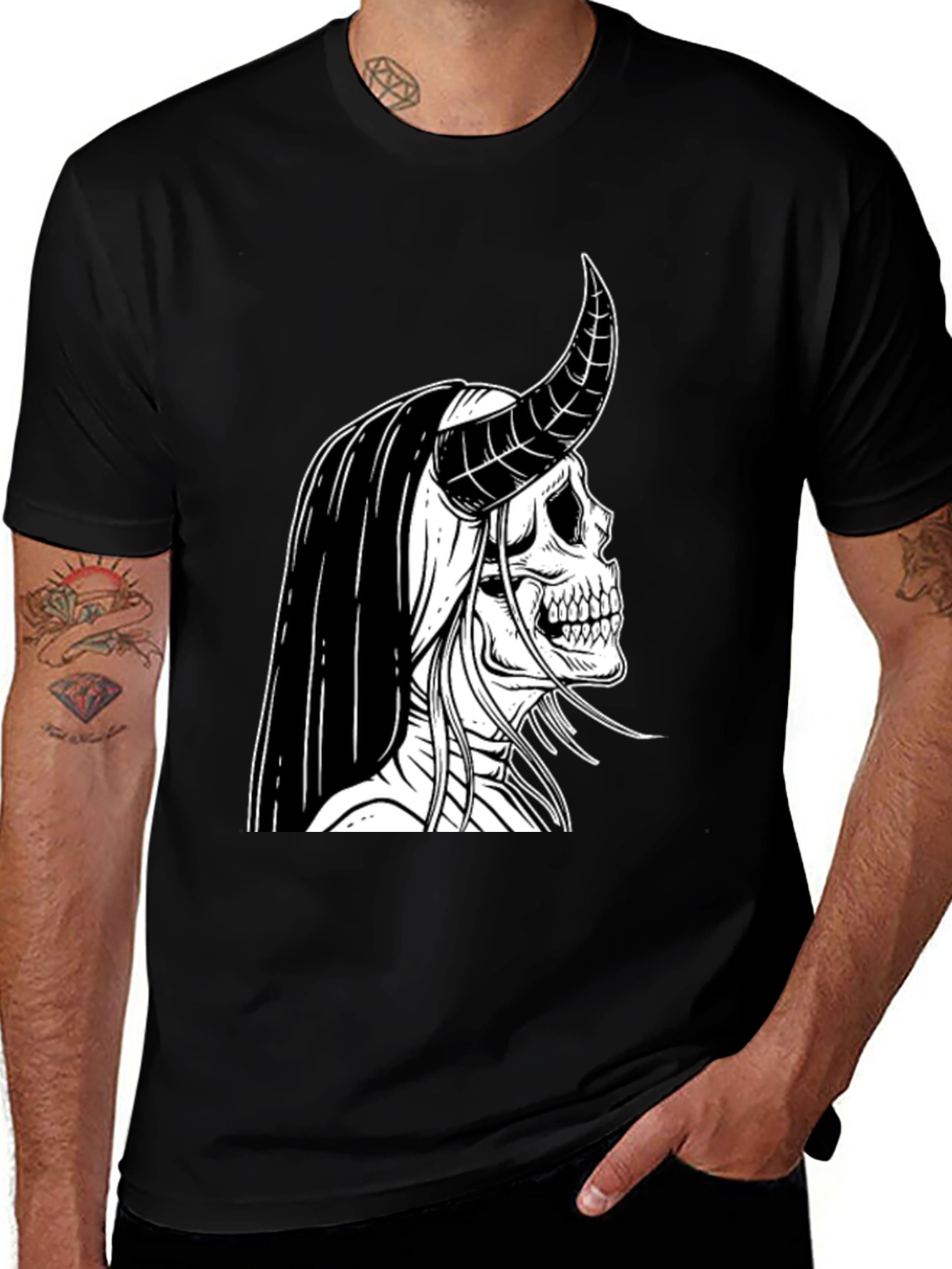 Skull Devil Graphic Tee - Black Cotton T-Shirt