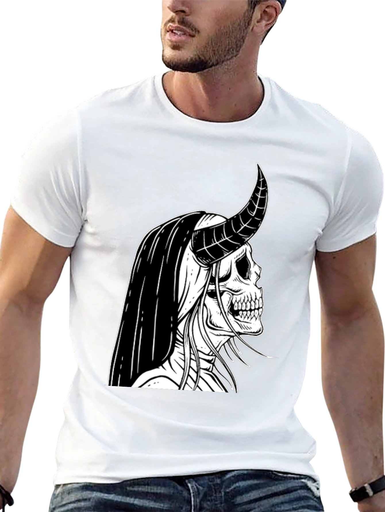 Skull Devil Graphic Tee - Black Cotton T-Shirt