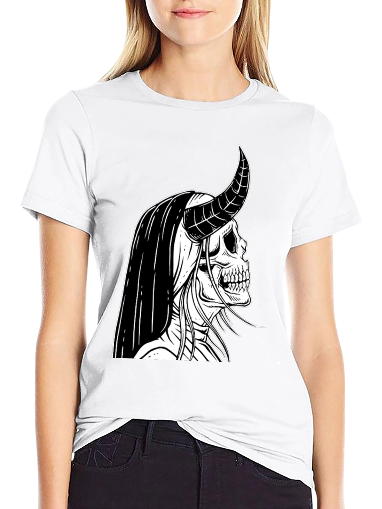 Skull Devil Graphic Tee - Black Cotton T-Shirt