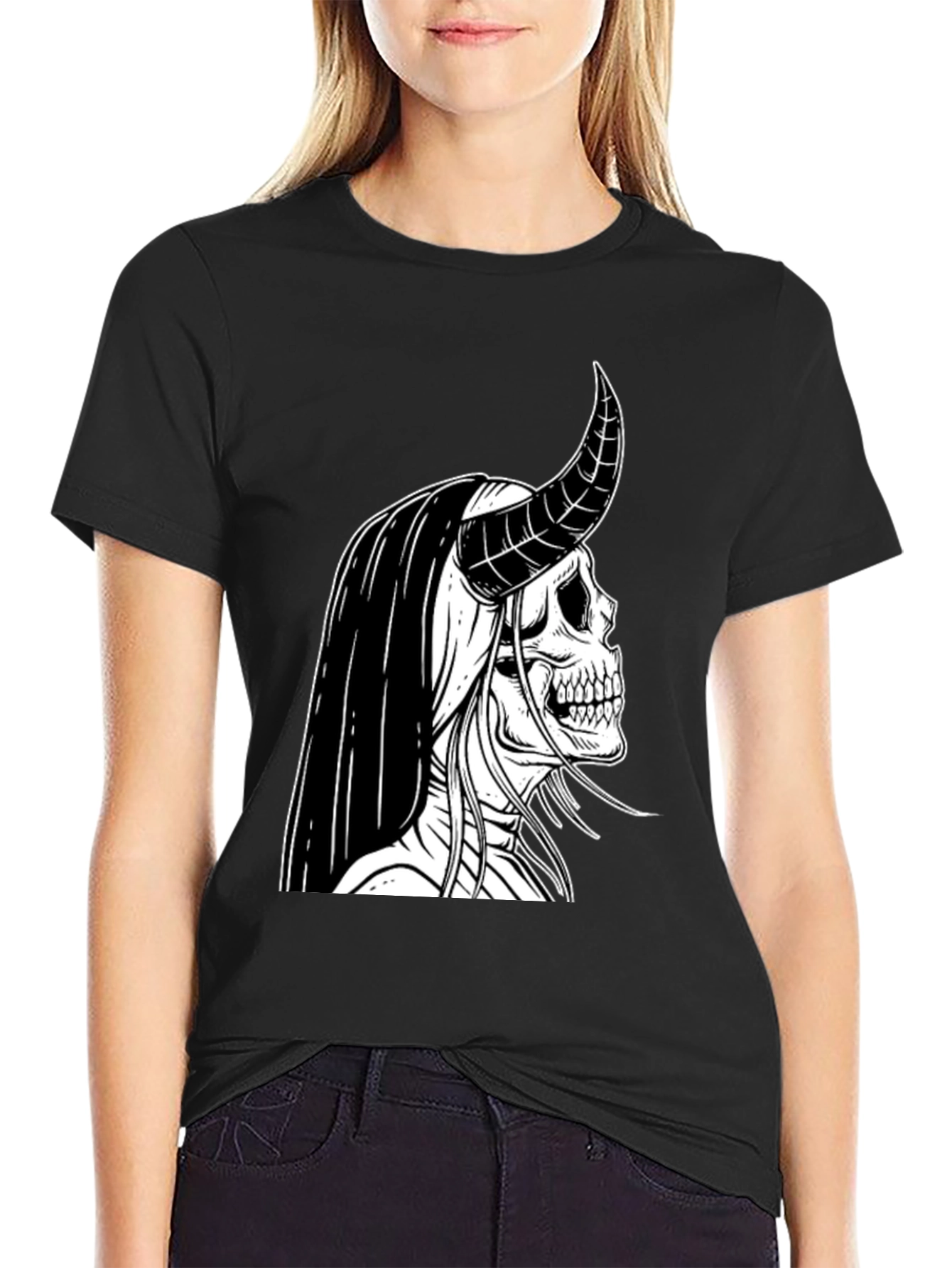 Skull Devil Graphic Tee - Black Cotton T-Shirt