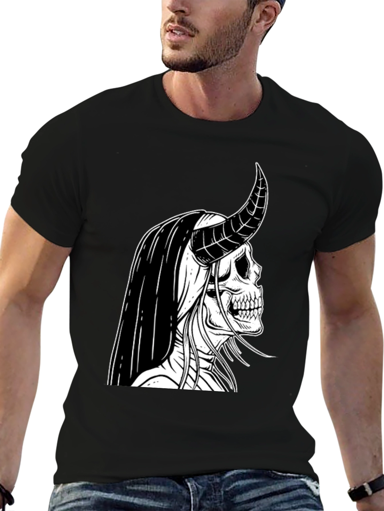 Skull Devil Graphic Tee - Black Cotton T-Shirt